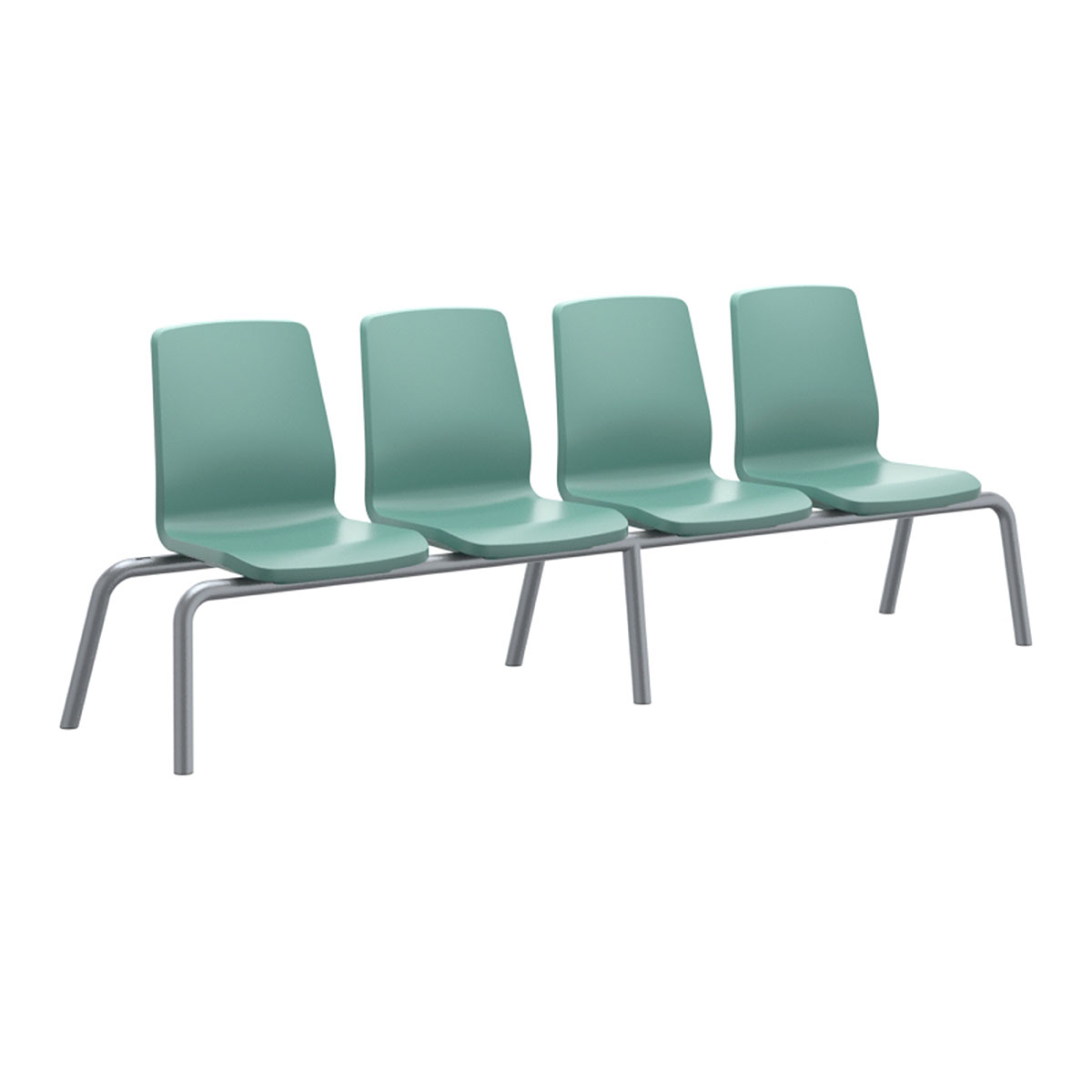 Structured Seating 4 Seats No Arms Floor Glides Aqua