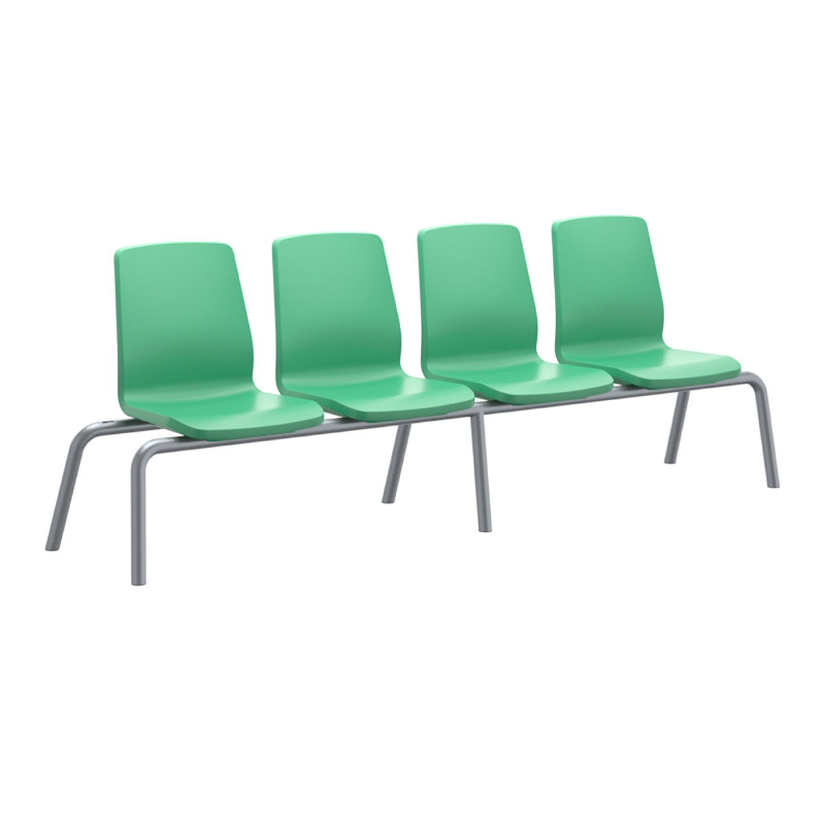 Structured Seating 4 Seats No Arms Floor Glides Green