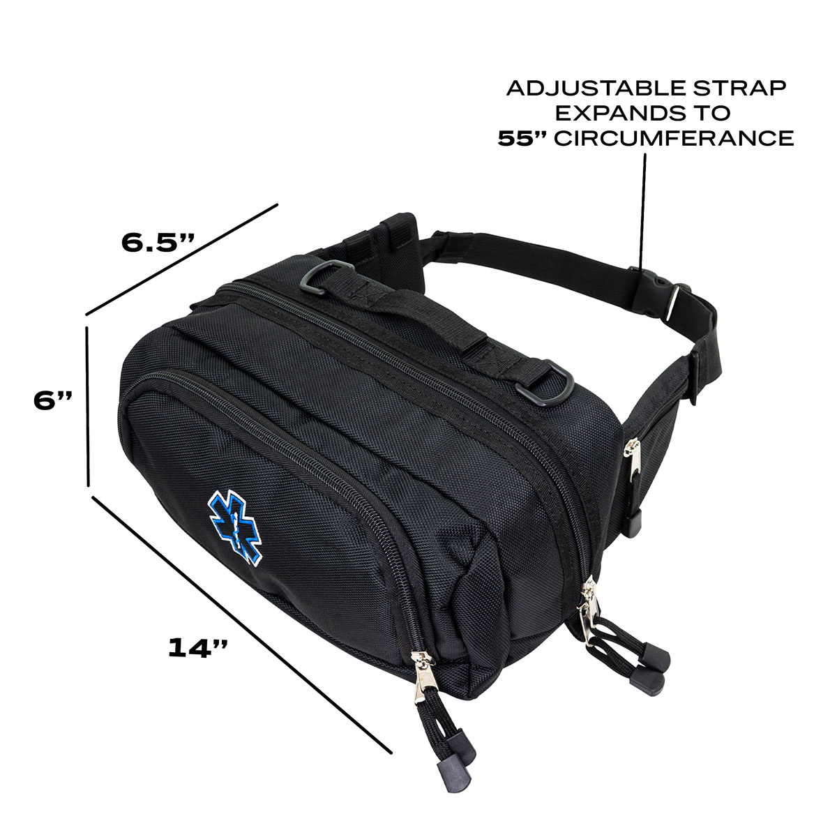 Deluxe First Aid Fanny Pack 11.5 x 5 x 7.5 Black