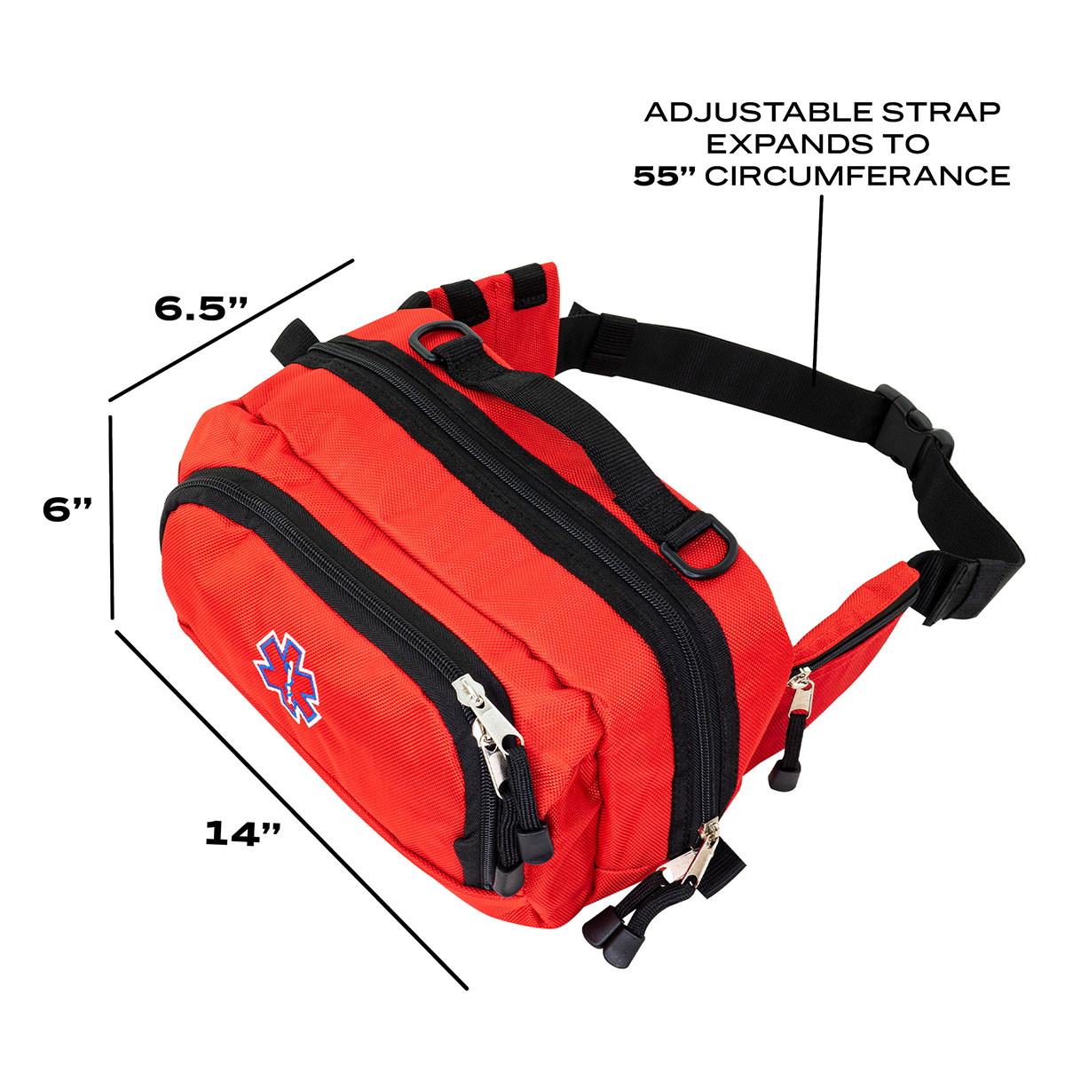 Deluxe First Aid Fanny Pack 11.5 x 5 x 7.5 Red