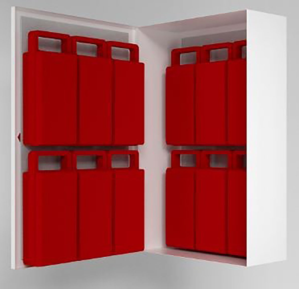 Student Medication Station Cabinet with 12 Red Cases 17 x 26 x 7