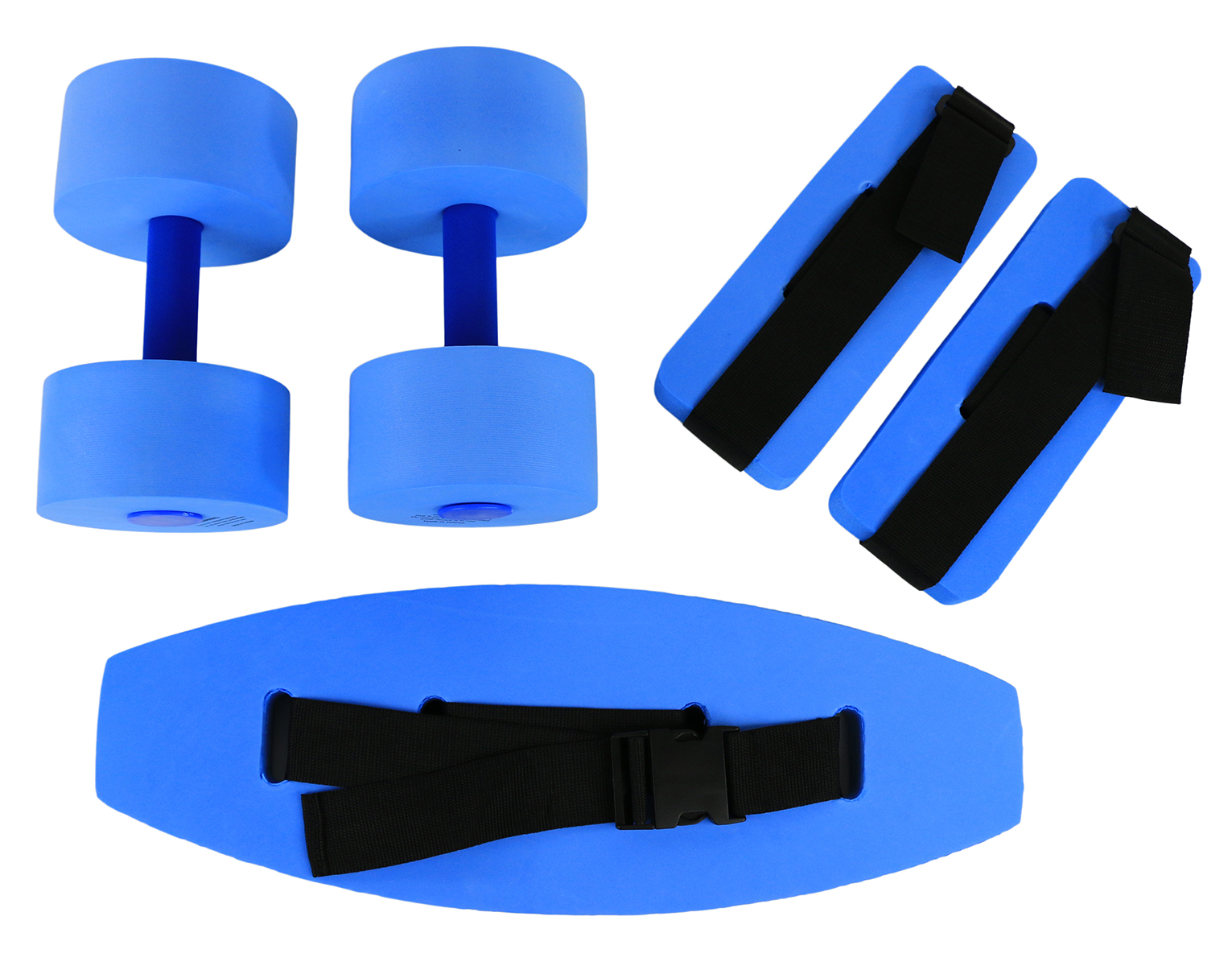 CanDo deluxe aquatic exercise kit (jogger belt ankle cuffs hand bars) small blue