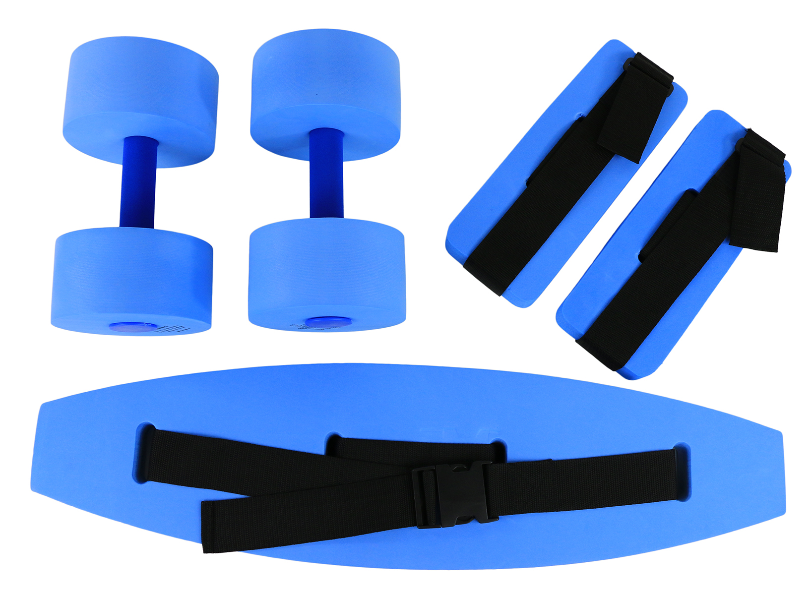 CanDo deluxe aquatic exercise kit (jogger belt ankle cuffs hand bars) medium blue