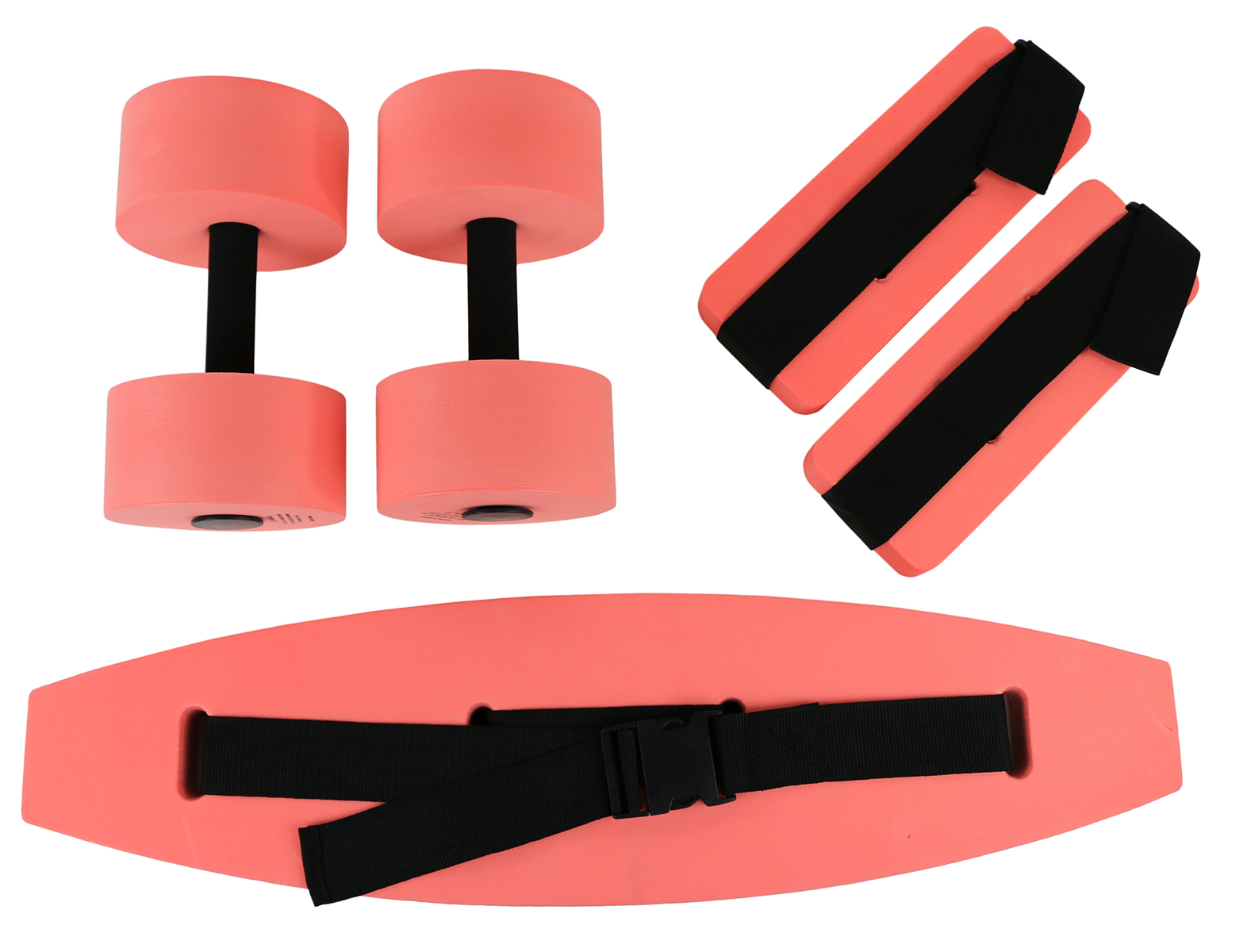CanDo deluxe aquatic exercise kit (jogger belt ankle cuffs hand bars) medium red