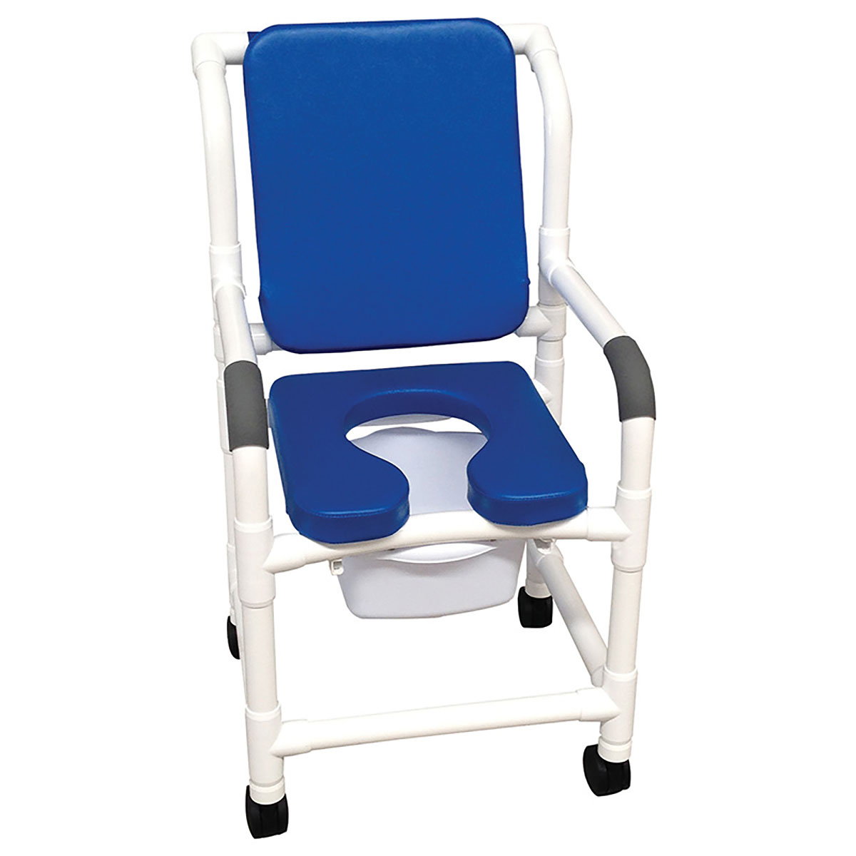 MJM International deluxe shower chair (18) twin casters (3) cushioned padded blue
