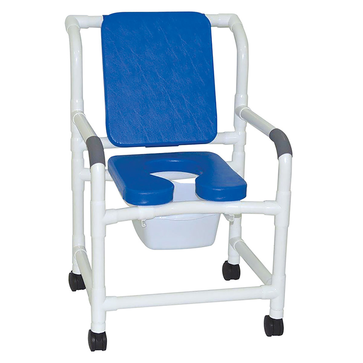 MJM International deluxe shower chair (22) twin casters (3) cushioned padded blue