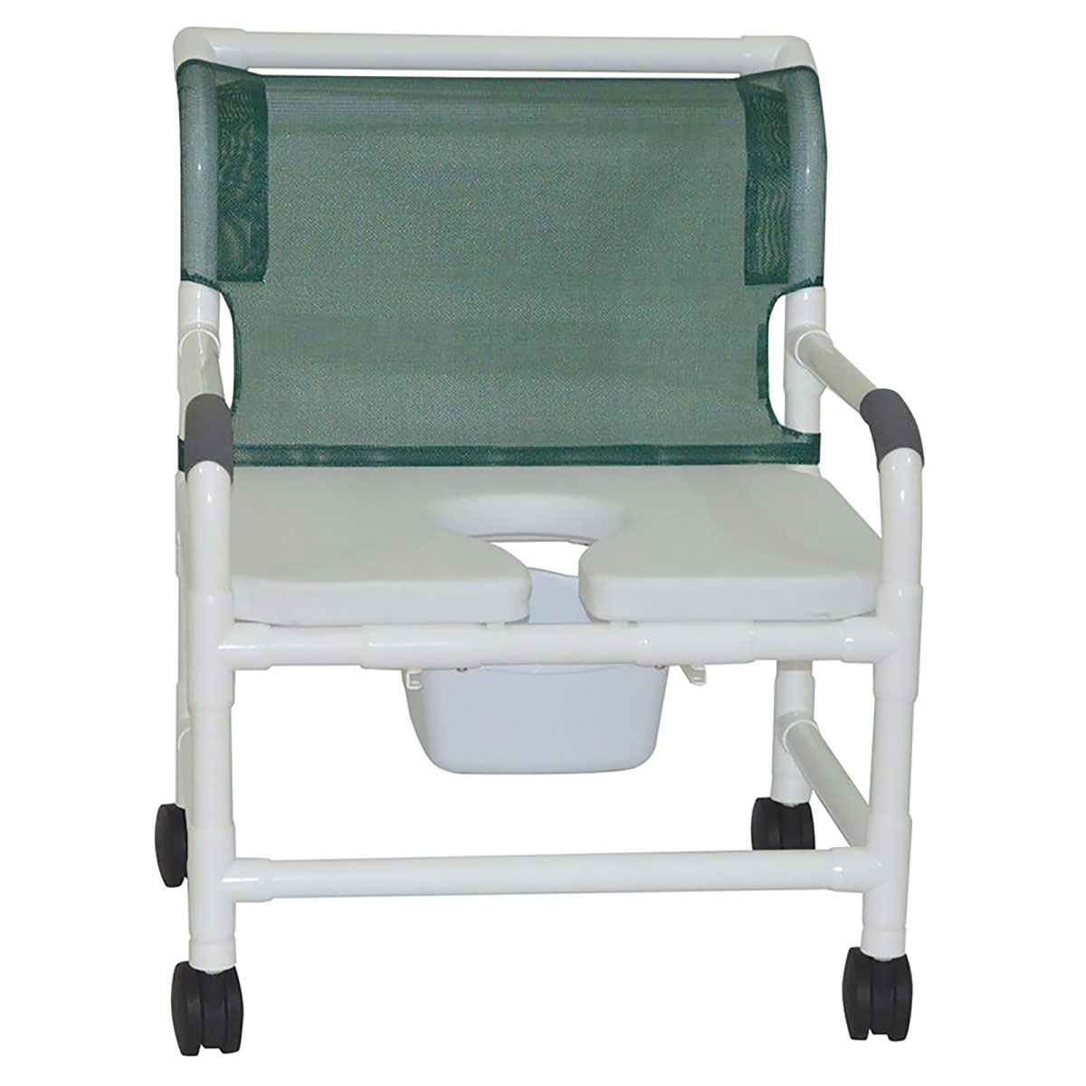 MJM International extra-wide shower chair (26) twin casters (4) full support soft seat