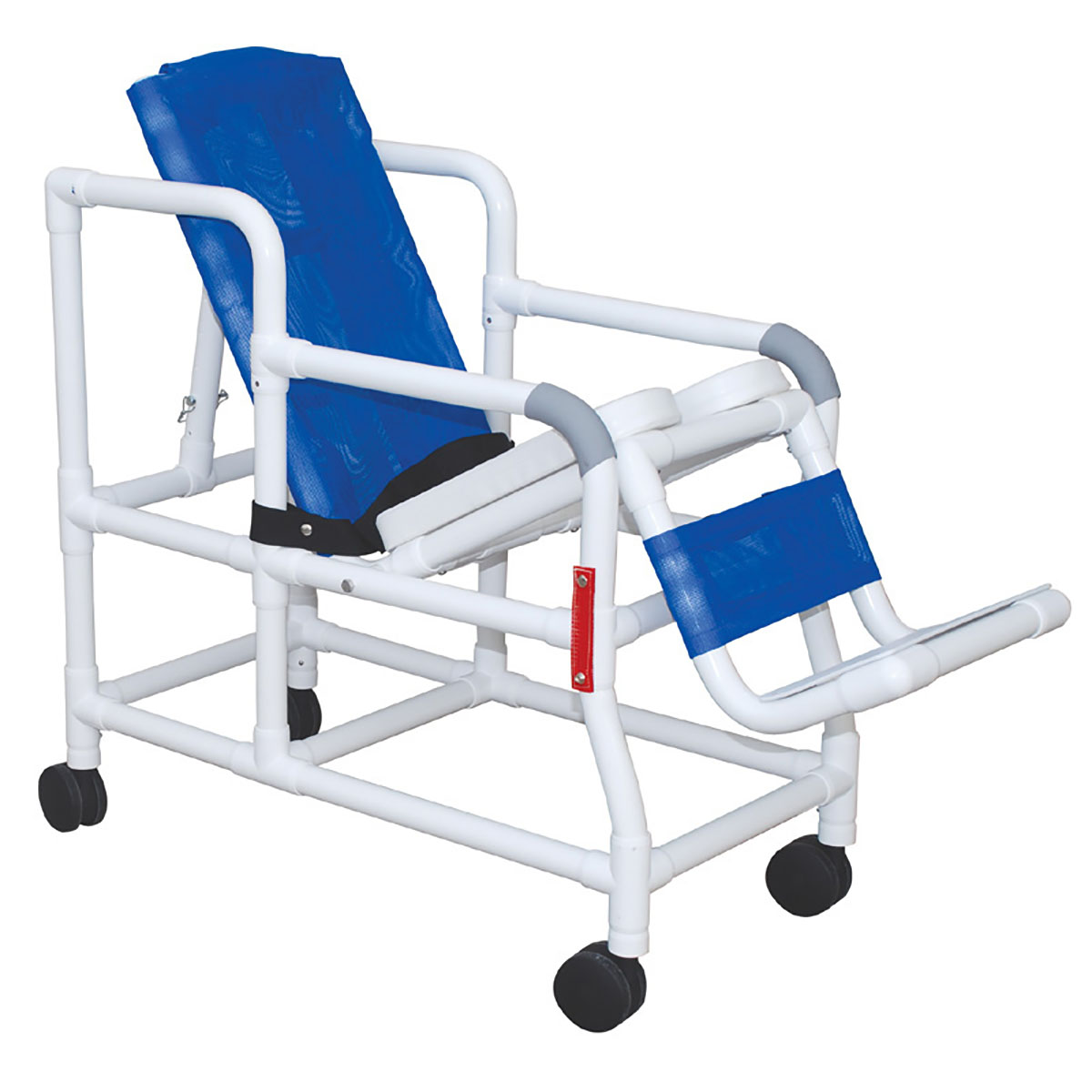 MJM International tilt n space shower chair buckle safety belt double drop arms