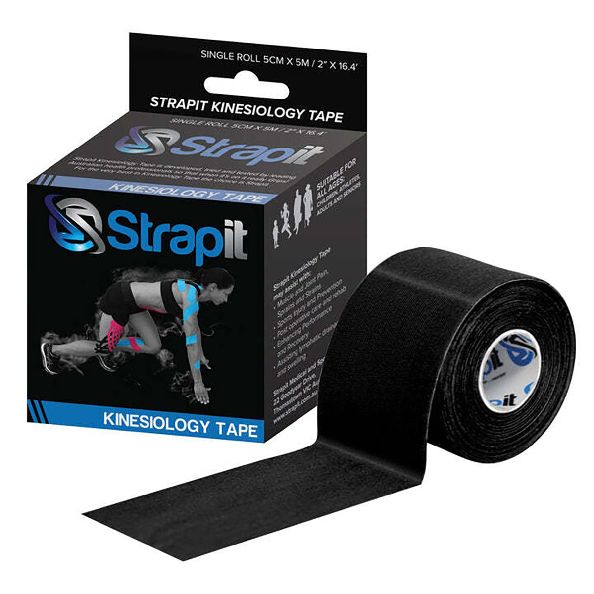 Strapit Kinesiology Tape 2 in x 5.5 yds Black