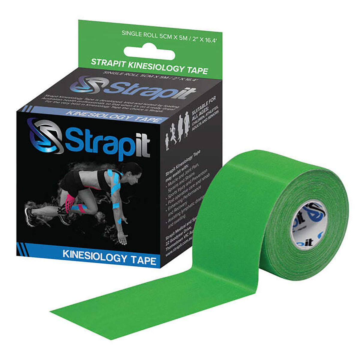 Strapit Kinesiology Tape 2 in x 5.5 yds Green
