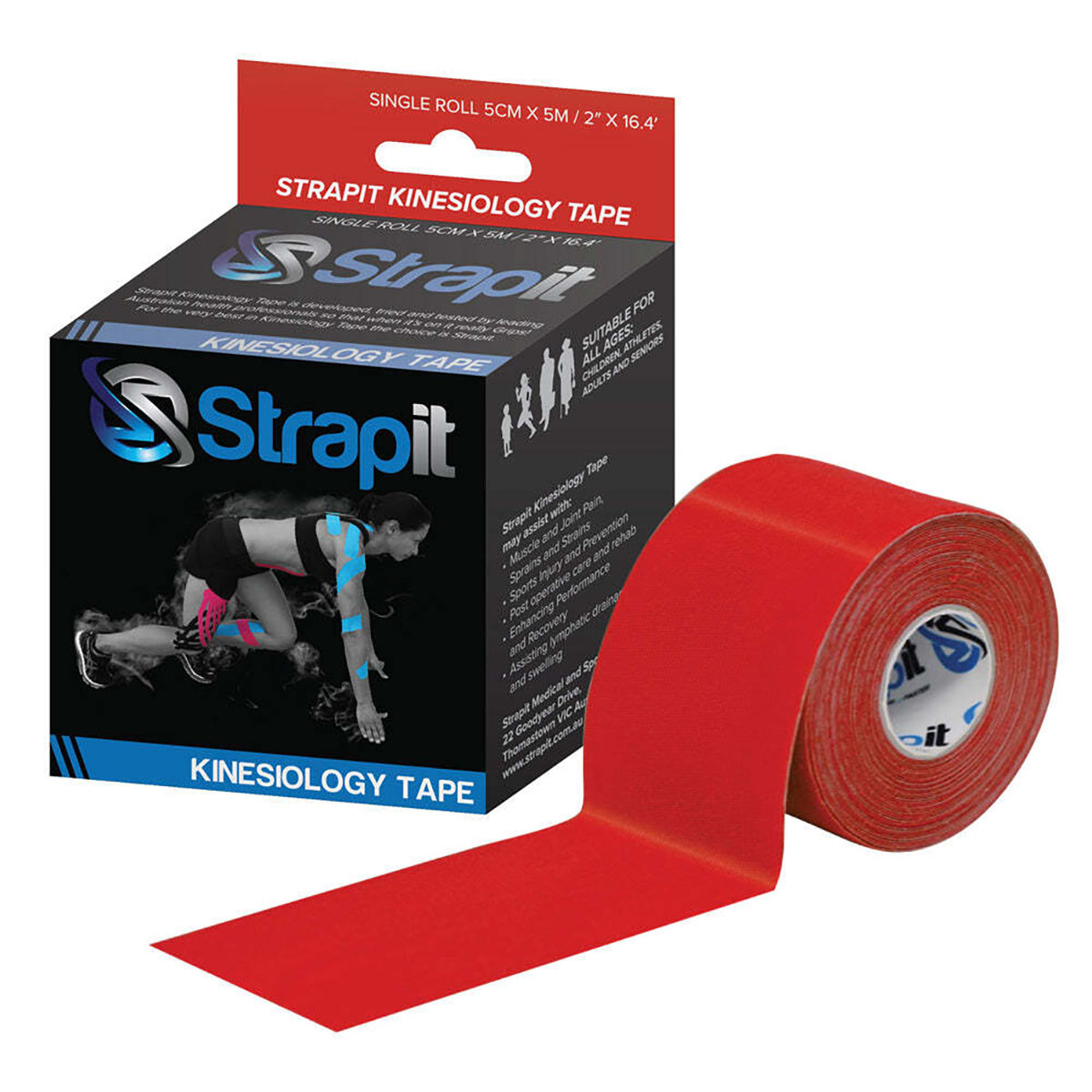 Strapit Kinesiology Tape 2 in x 5.5 yds Red