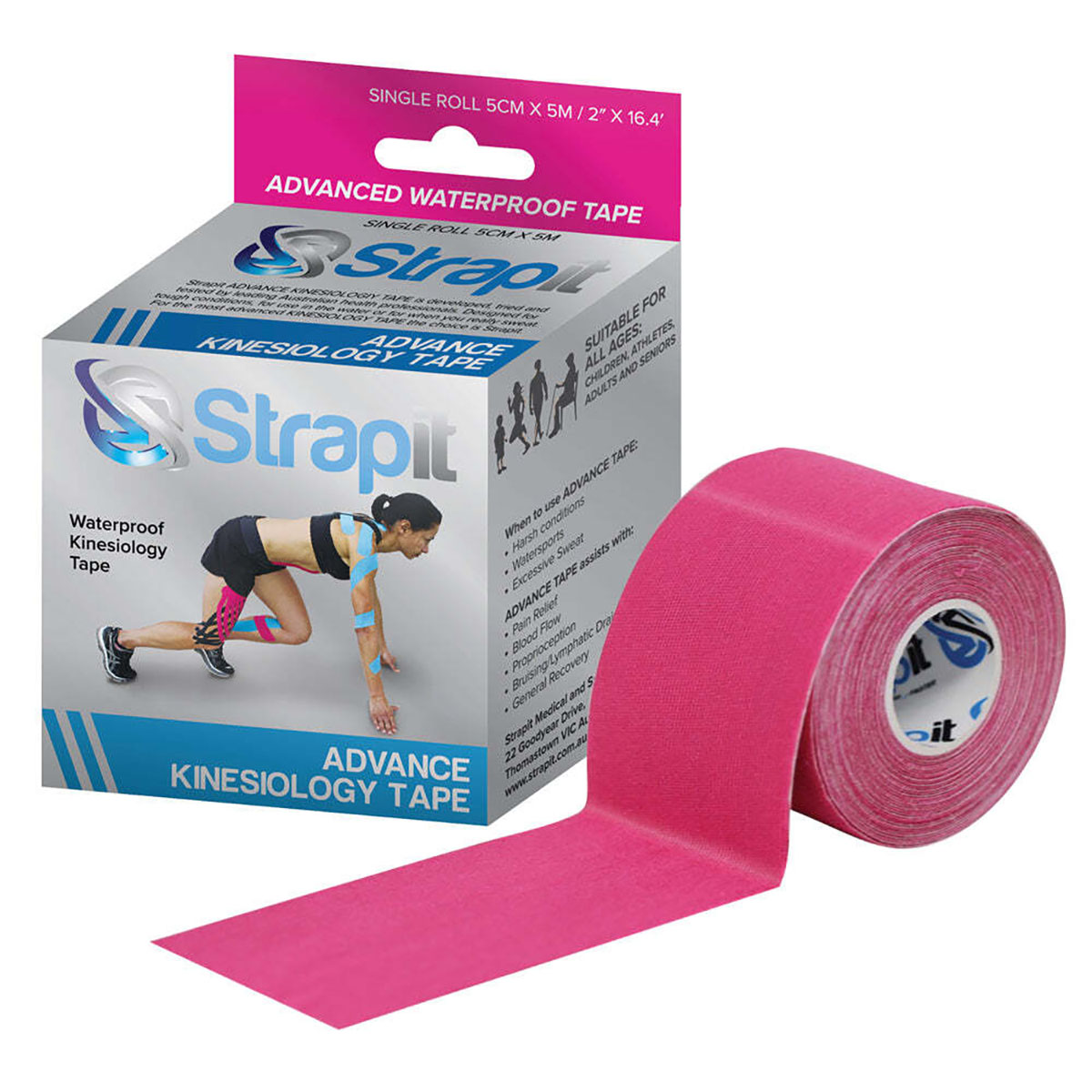 Strapit Advance Kinesiology Tape 2 in x 5.5 yds Pink