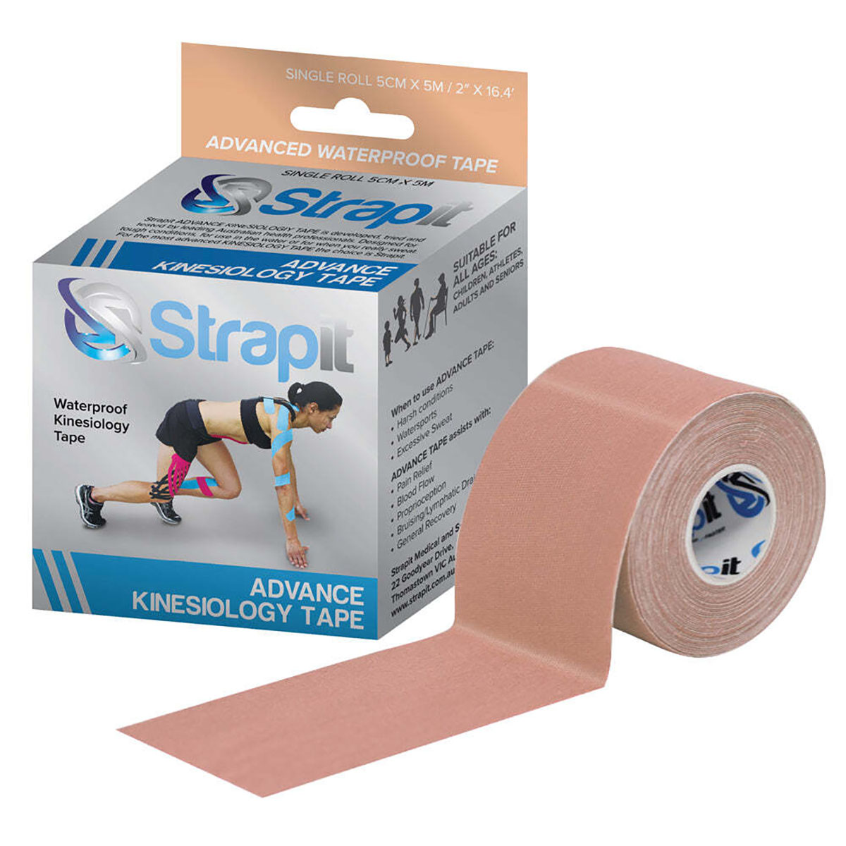 Strapit Advance Kinesiology Tape 2 in x 5.5 yds Tan