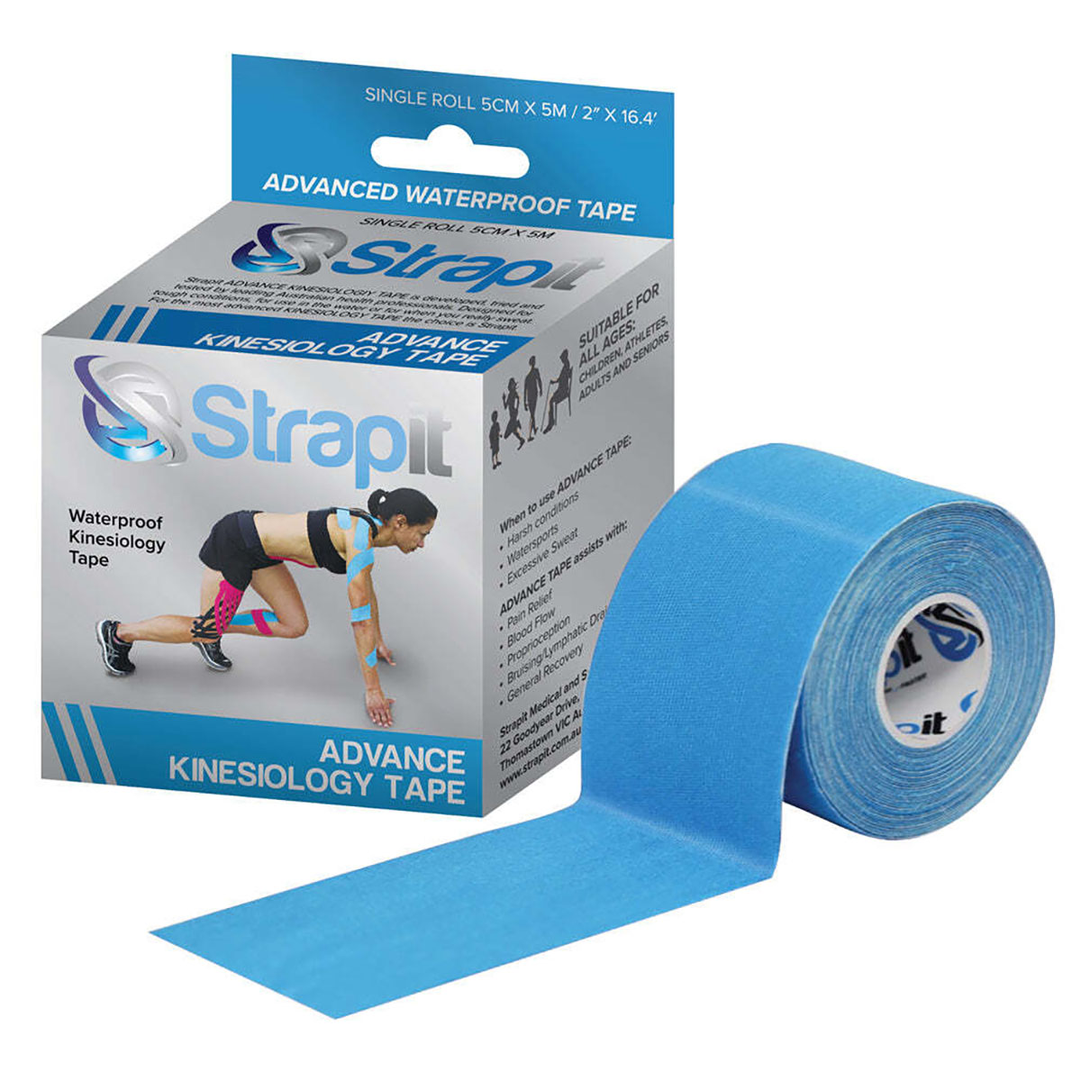 Strapit Advance Kinesiology Tape 2 in x 5.5 yds Blue