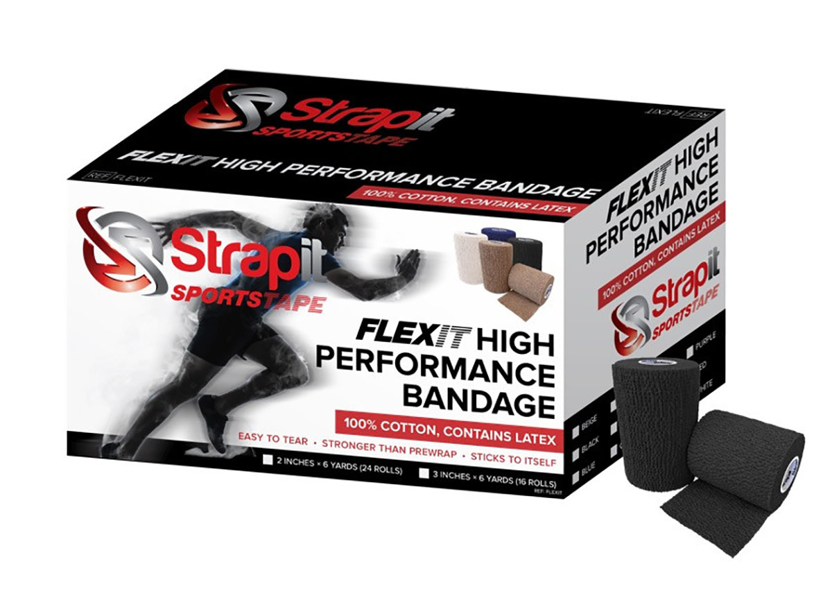 Strapit Flexit Cohesive Prewrap 2 in x 6 yrd Roll Case of  24 Rolls Black