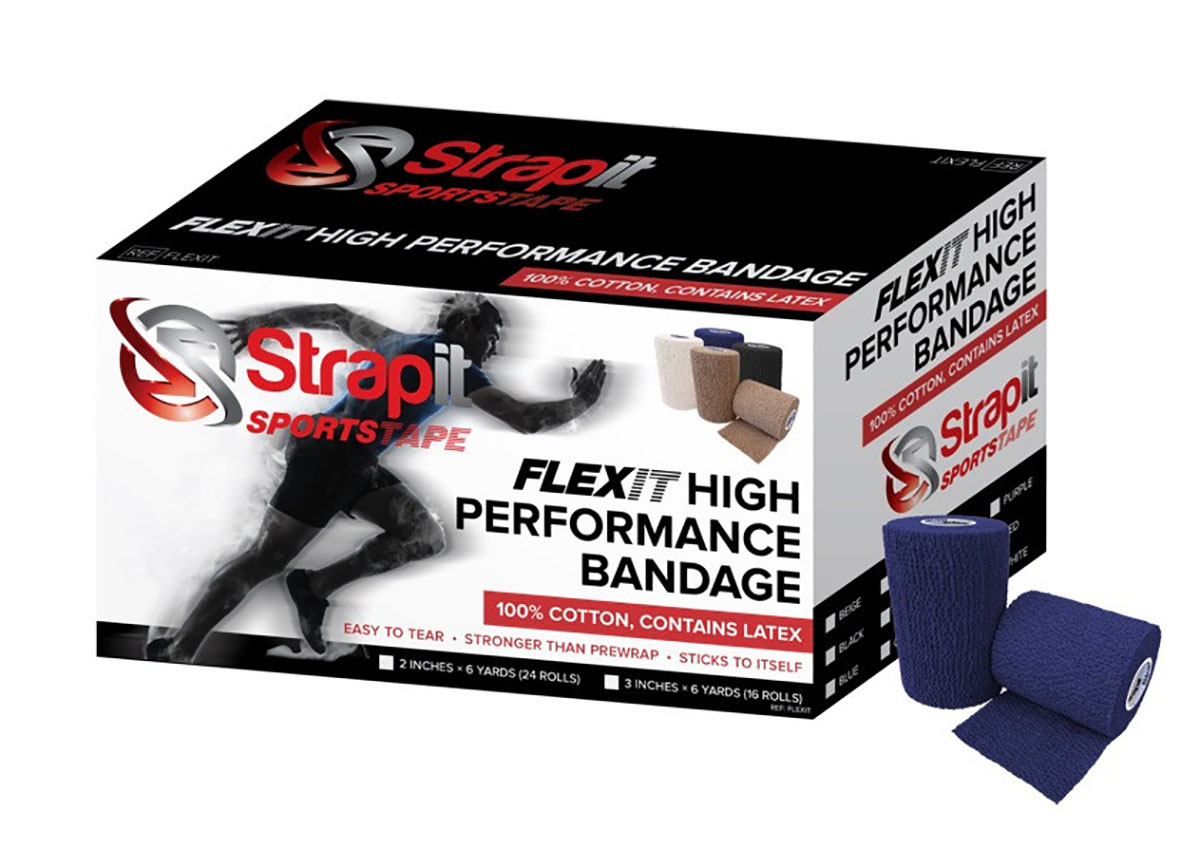 Strapit Flexit Cohesive Prewrap 3 in x 6 yrd Roll Case of 16 Rolls Navy Blue