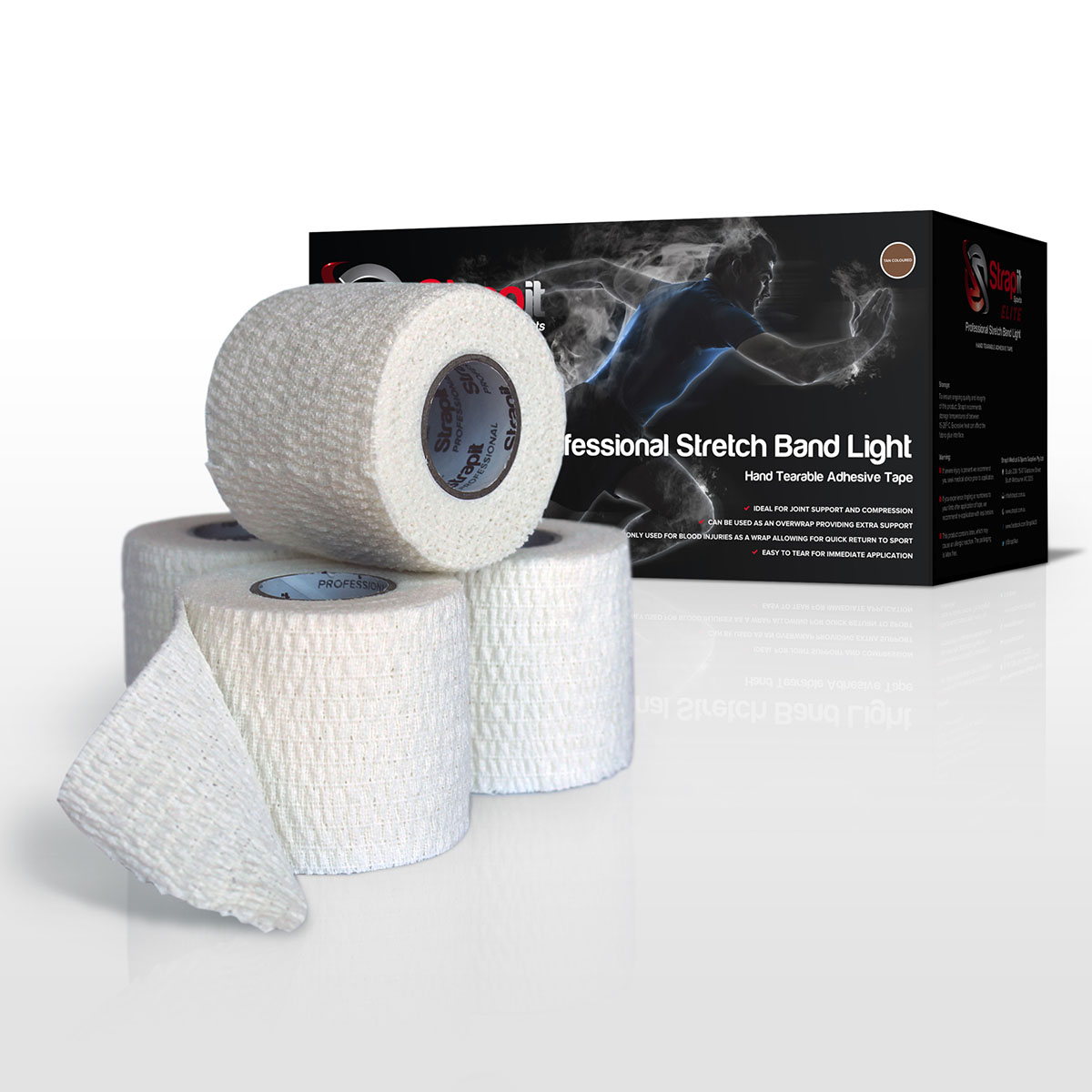 Strapit Stretchband Lite Hand Tear EAB White 2 in x 7.5 yds Box of 24