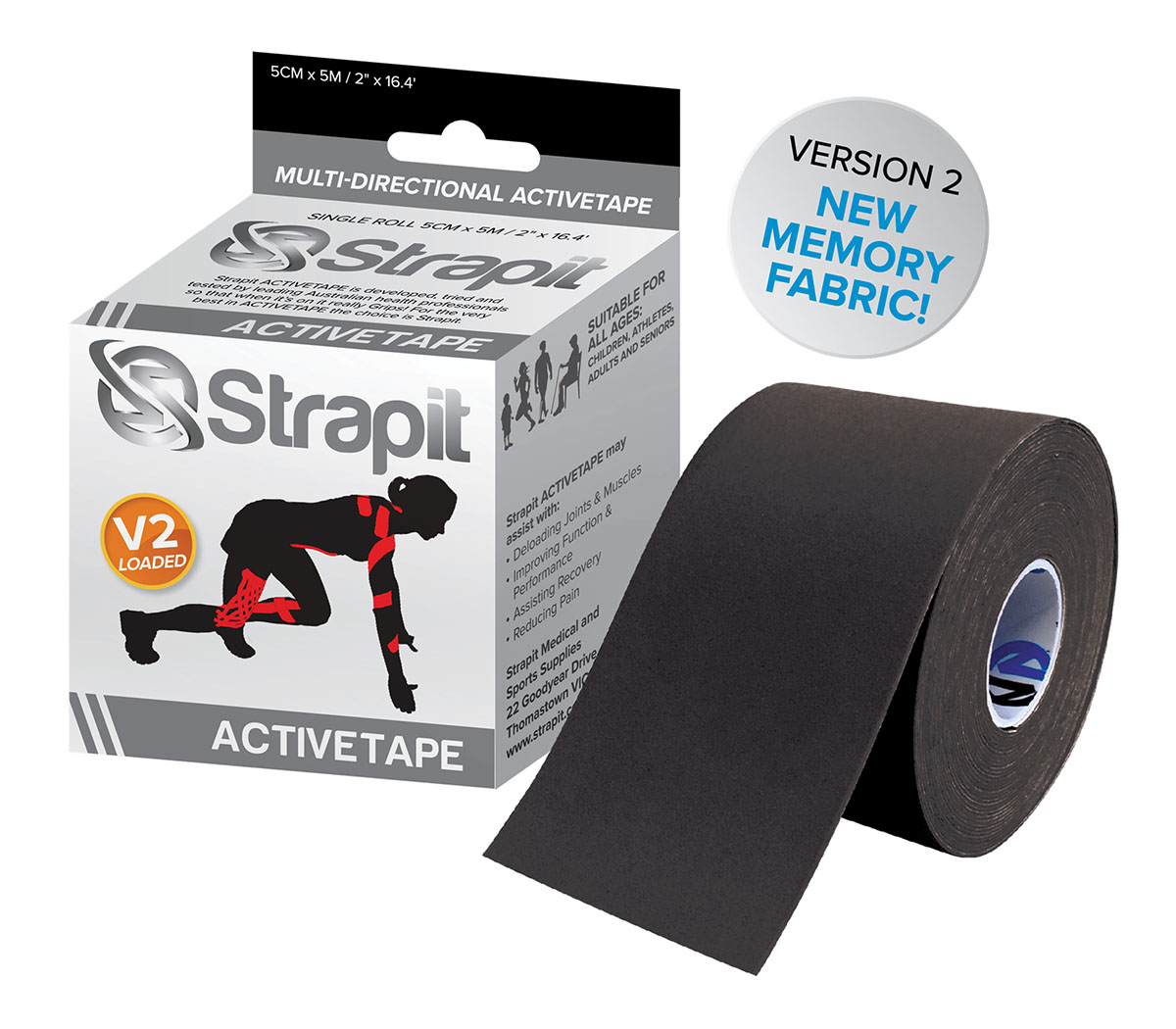 Strapit Activetape V2 with Memory Fabric 2 in x 5.5 yds Black