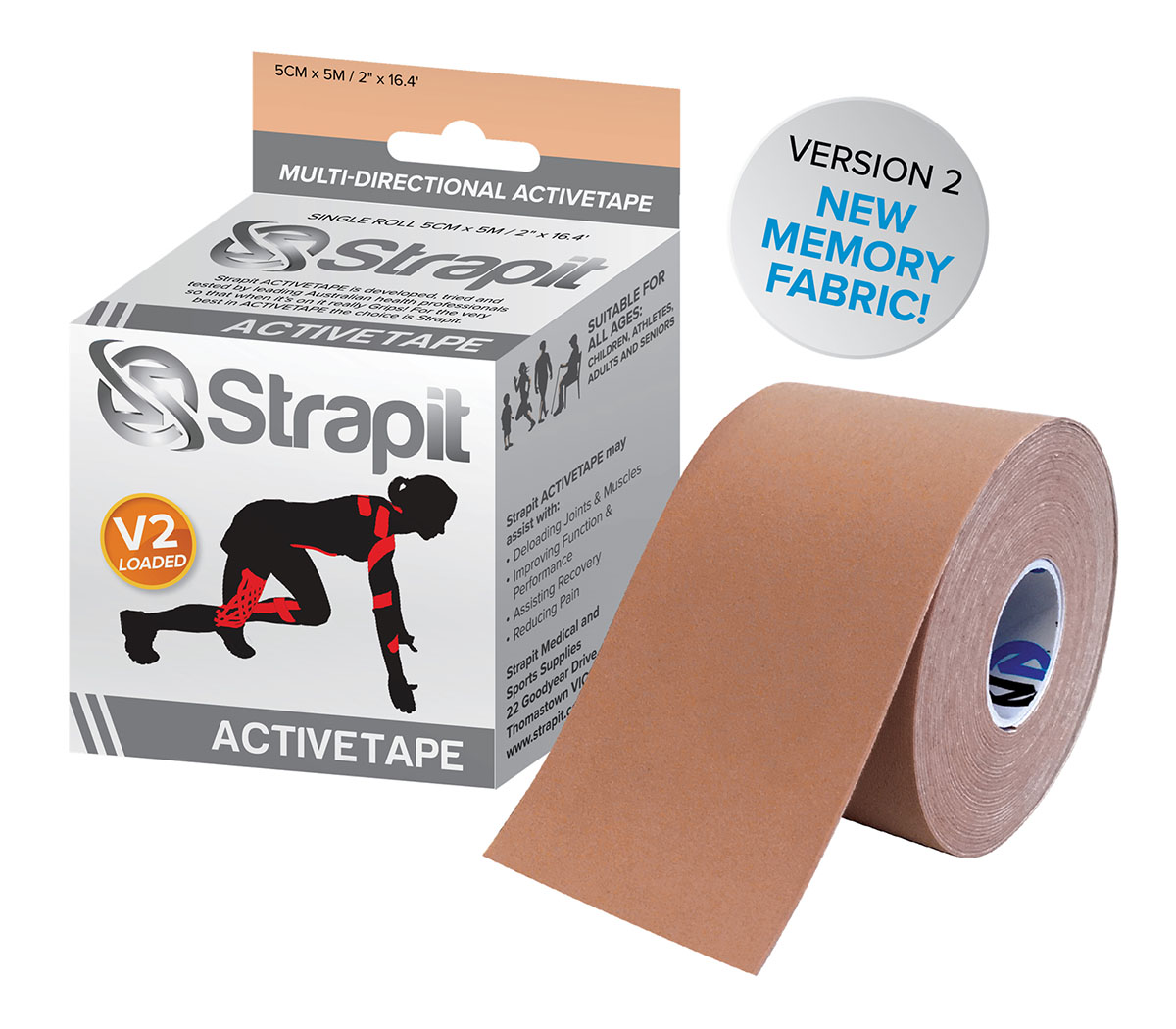 Strapit Activetape V2 with Memory Fabric 2 in x 5.5 yds Flesh