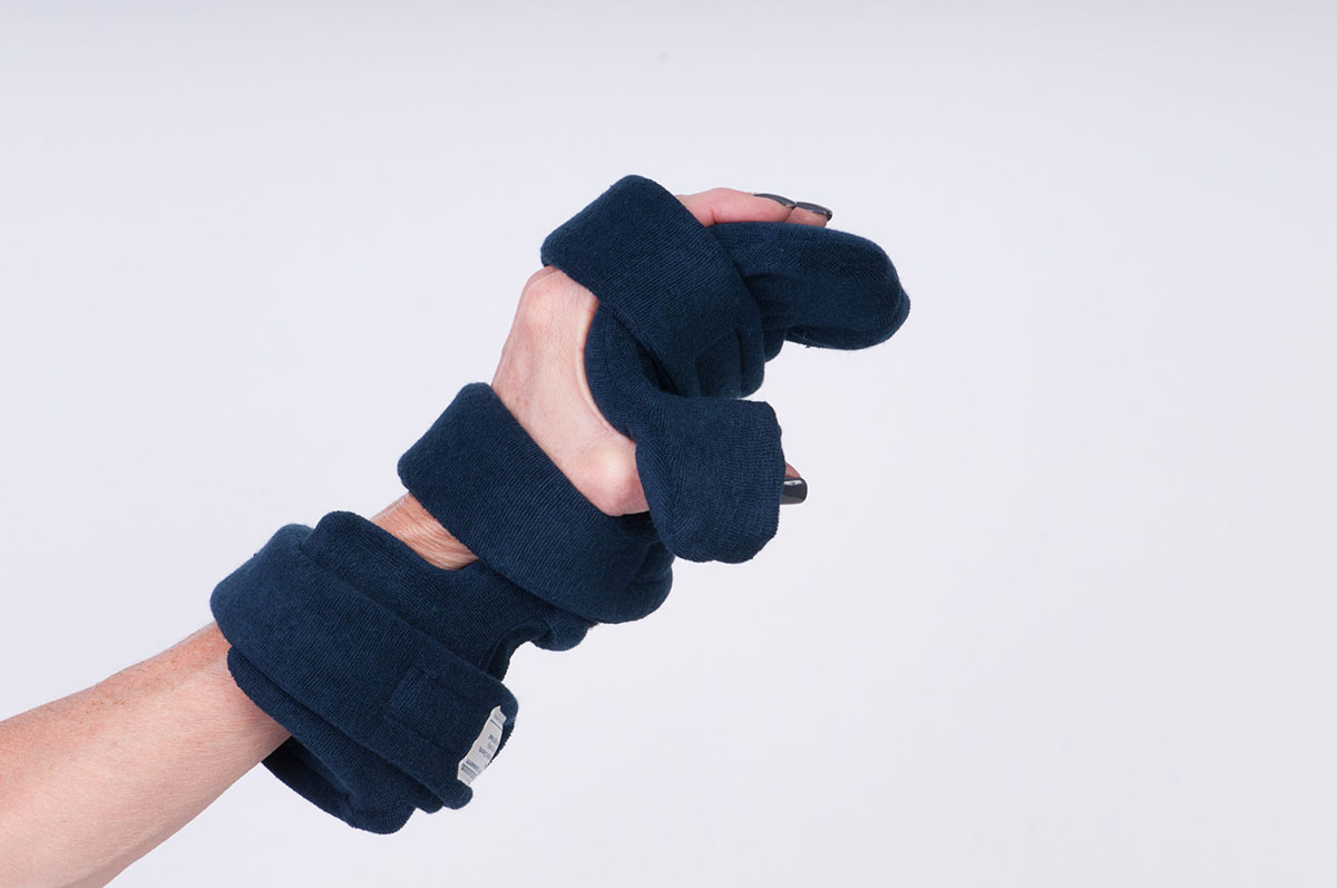Comfy Splints Opposition Hand/Thumb Terry Cloth Headliner Orthosis Adult Navy Left