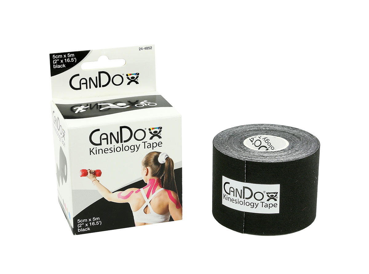CanDo Kinesiology Tape 2 x 16.5 ft Black 1 Roll