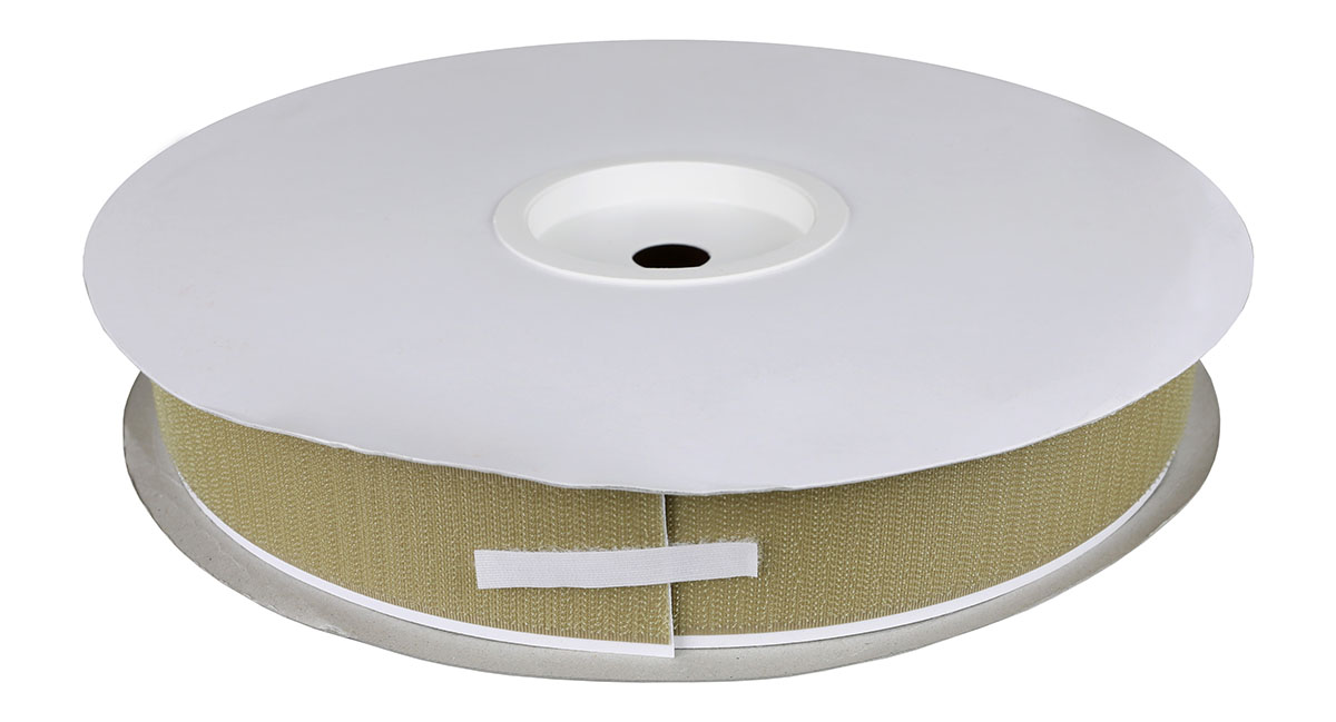 1-1/2 self-adhesive hook material 25 yard dispenser box tan