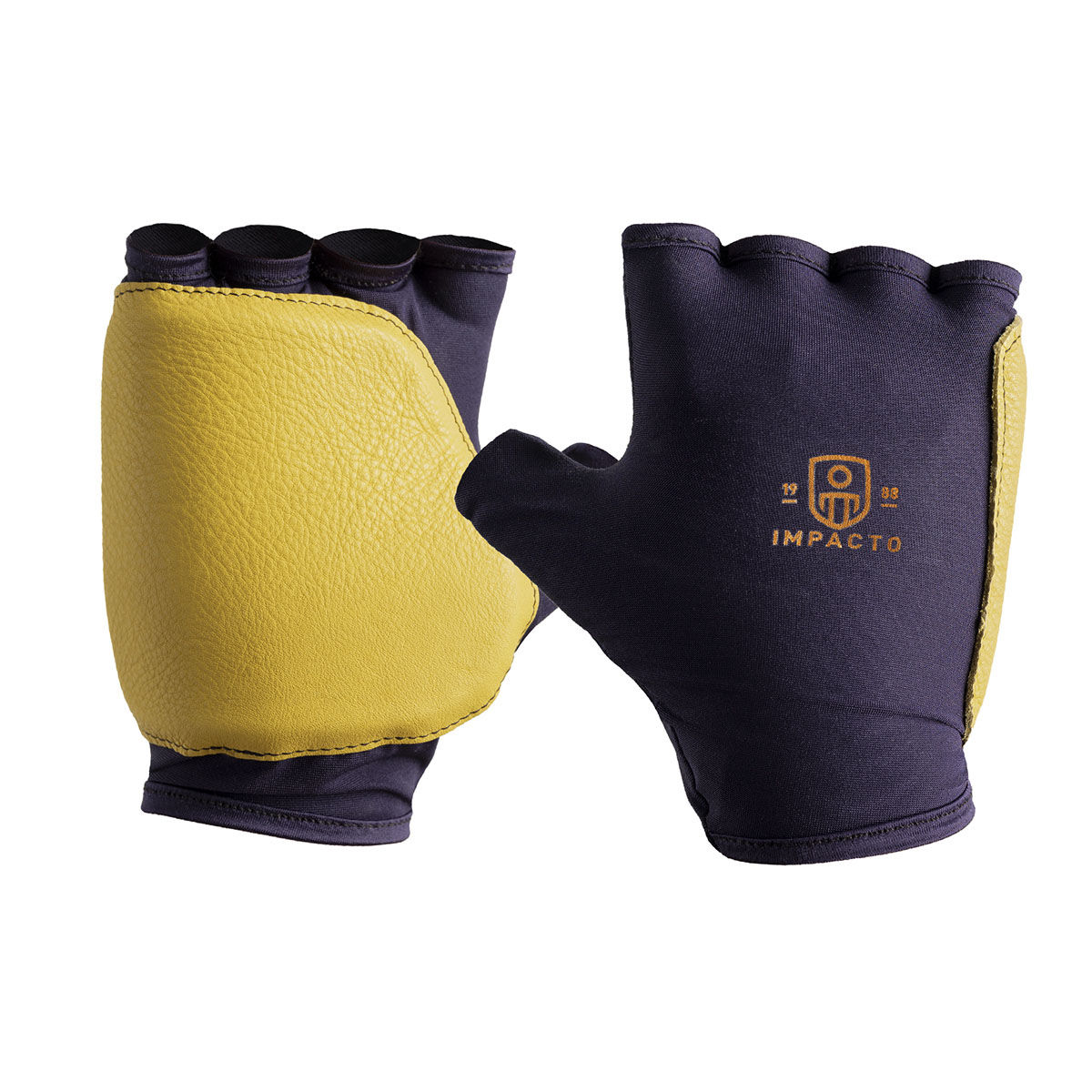 Impacto Double Padded Anti-Impact Glove Nylon Lycra with Grain Leather Fingerless Medium