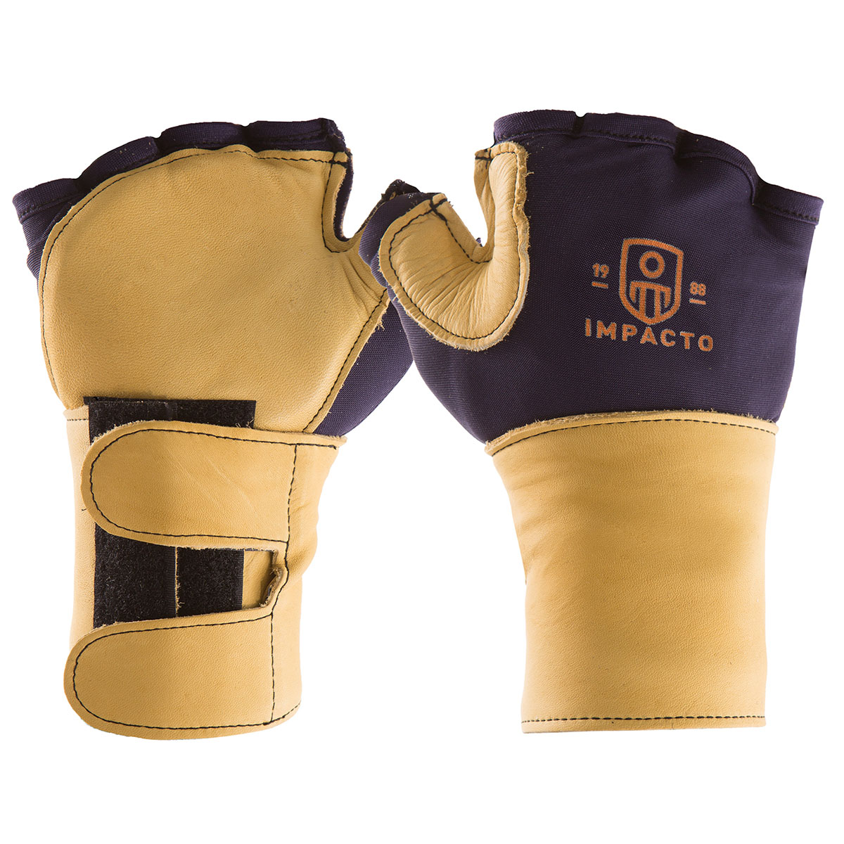 Impacto Anti-Impact Glove with Wrist Support Nylon Lycra with Grain Leather Fingerless X-Small