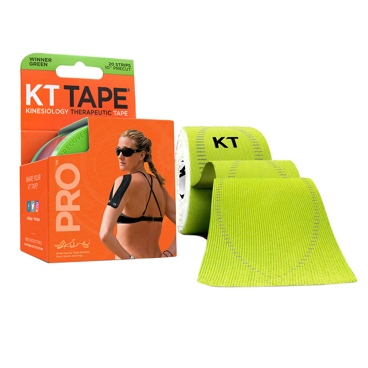 KT TAPE PRO Precut 10 Strip (20 each) Winner Green