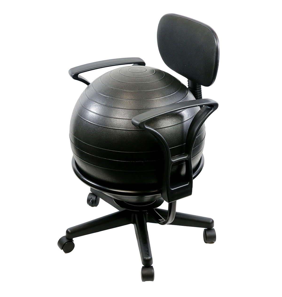 CanDo Ball Chair - Metal - Mobile - with Back - with Arms - with 22 Black Ball