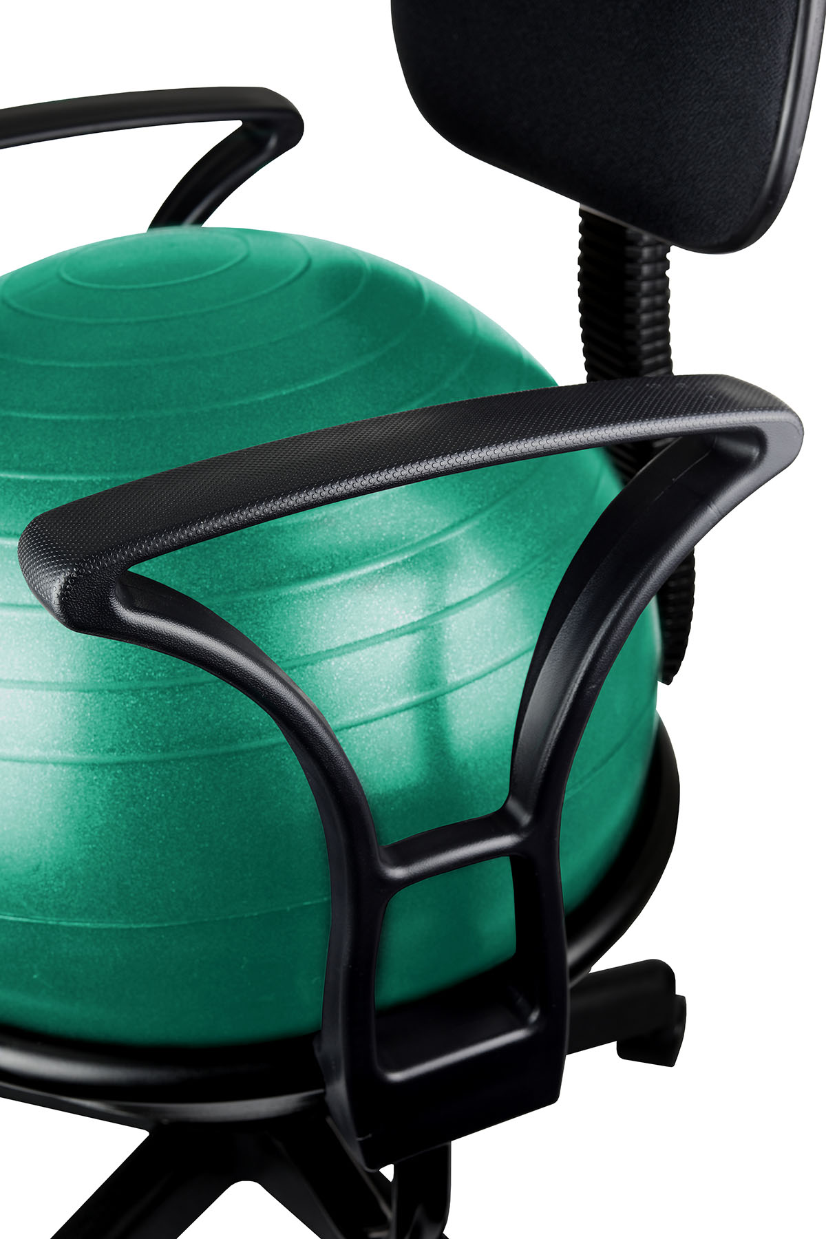 CanDo Ball Chair - Metal - Mobile - with Back - with Arms - with 22 Green Ball