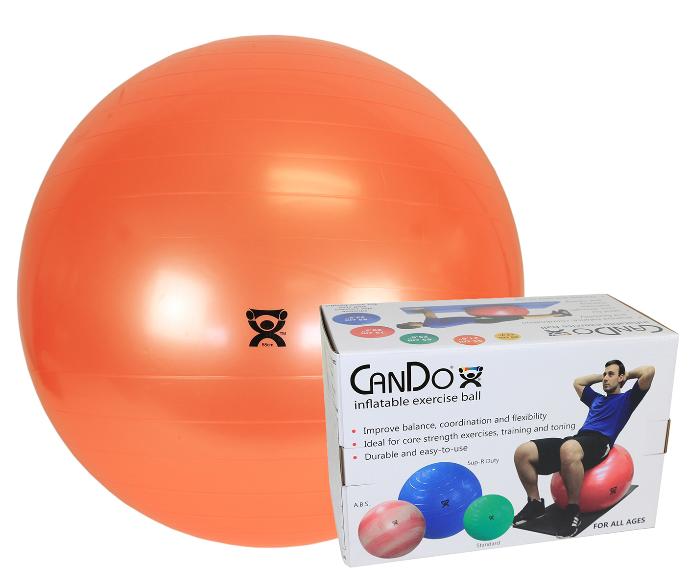 CanDo Inflatable Exercise Ball - Orange - 22 (55 cm) Retail Box