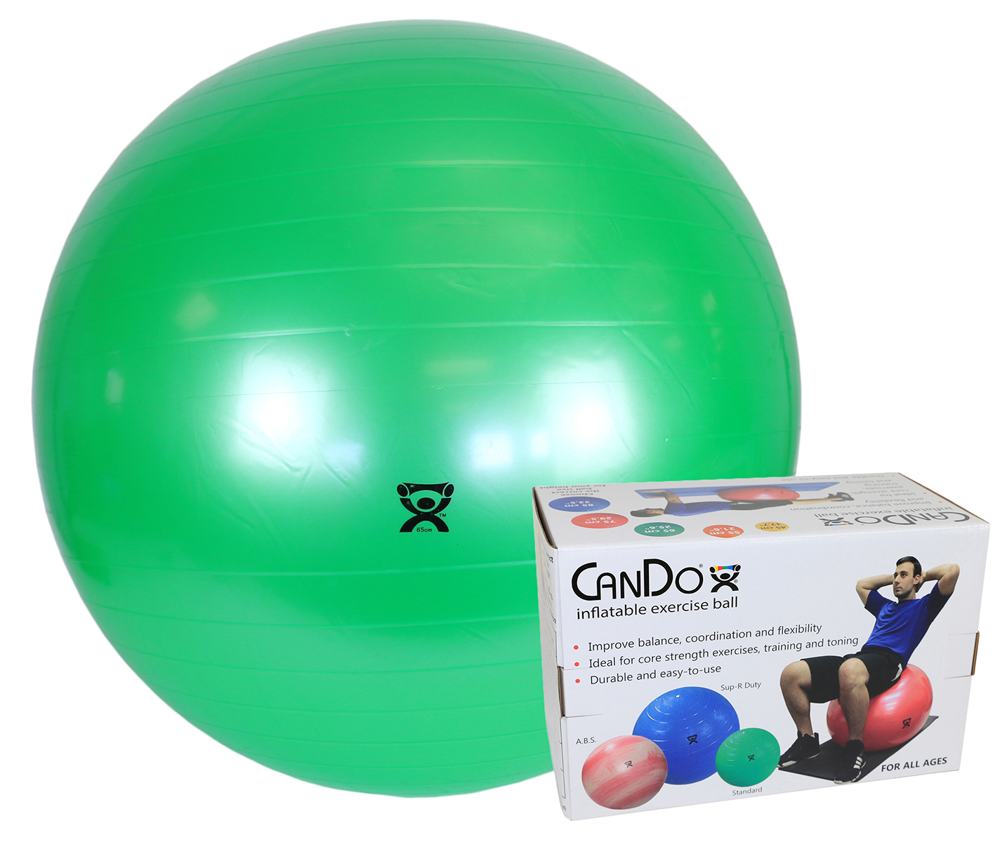 CanDo Inflatable Exercise Ball - Green - 26 (65 cm) Retail Box