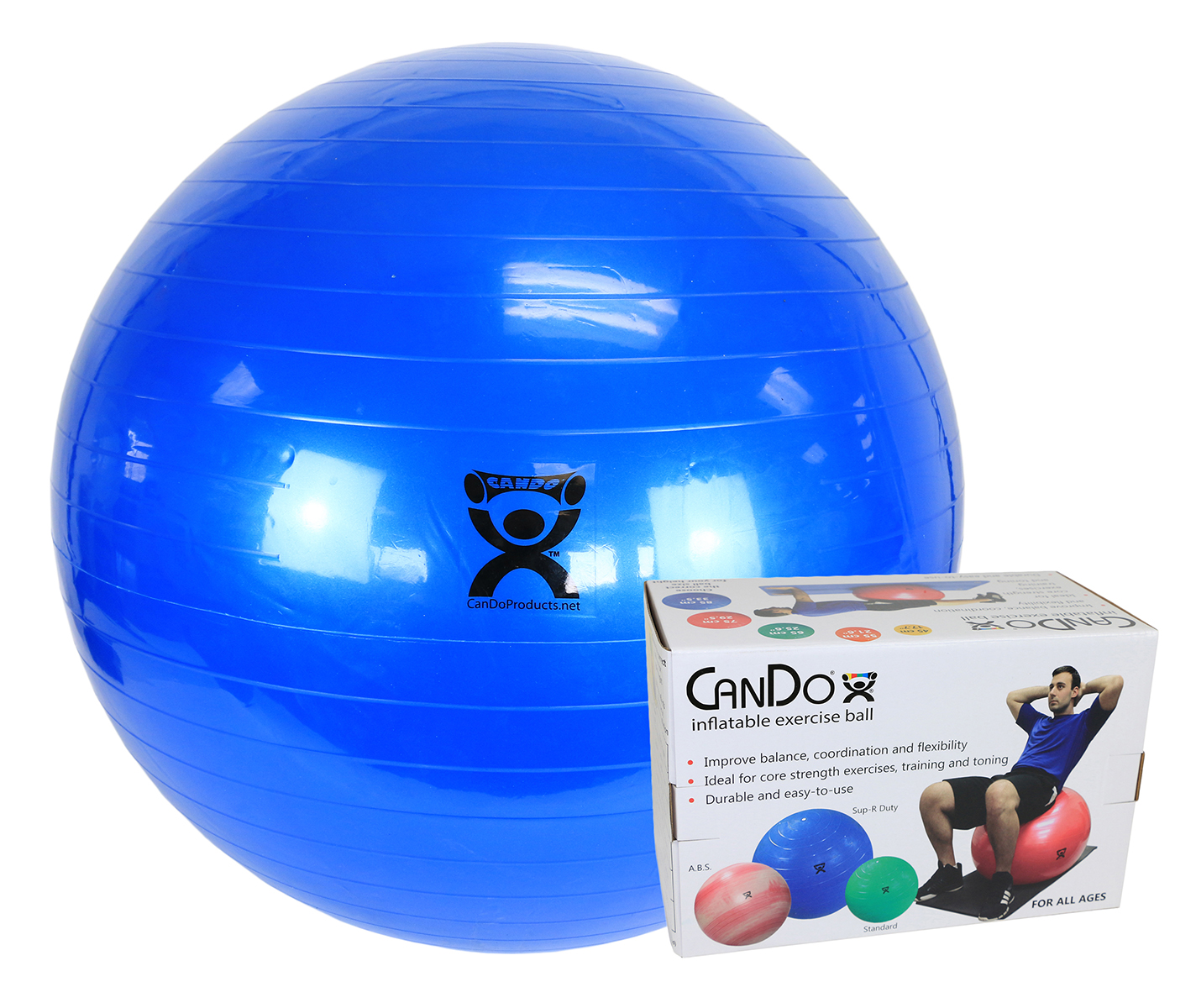 CanDo Inflatable Exercise Ball - Blue - 34 (85 cm) Retail Box