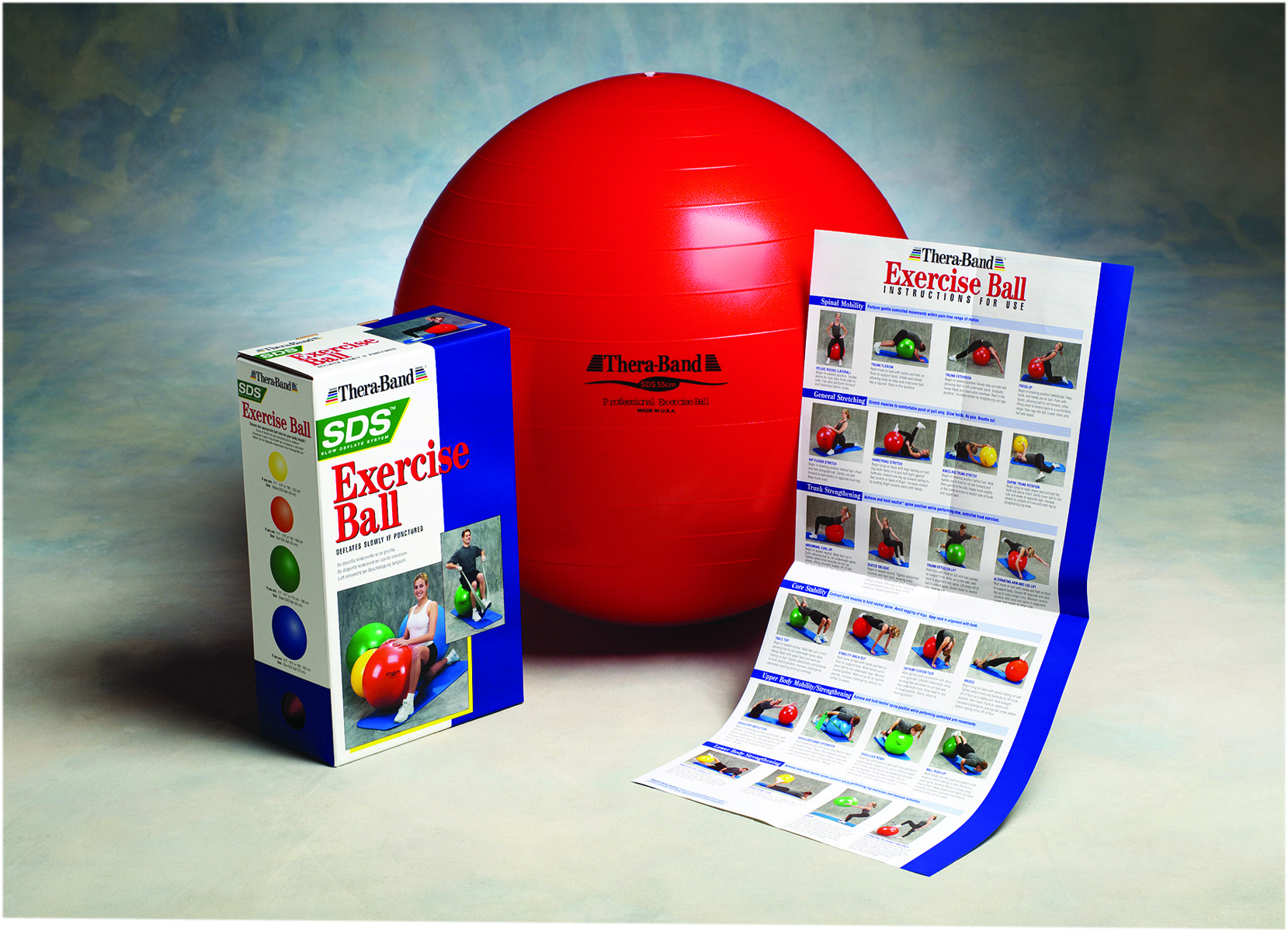 TheraBand Inflatable Exercise Ball - Pro Series SCP - Red - 22 (55 cm) Retail Box