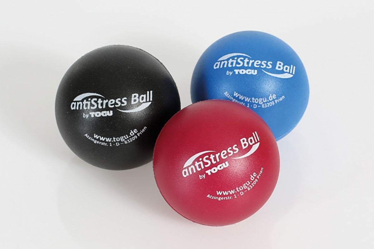 Togu Anti-Stress balls (12 ea) in display unit assorted colors