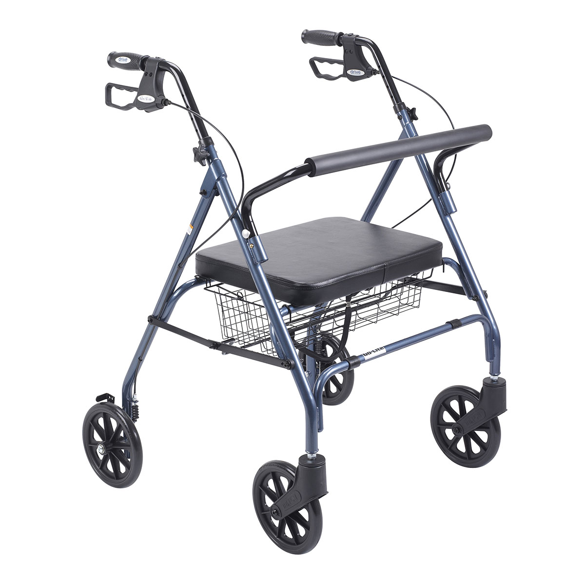 Heavy Duty Bariatric Walker Rollator with Large Padded Seat Blue