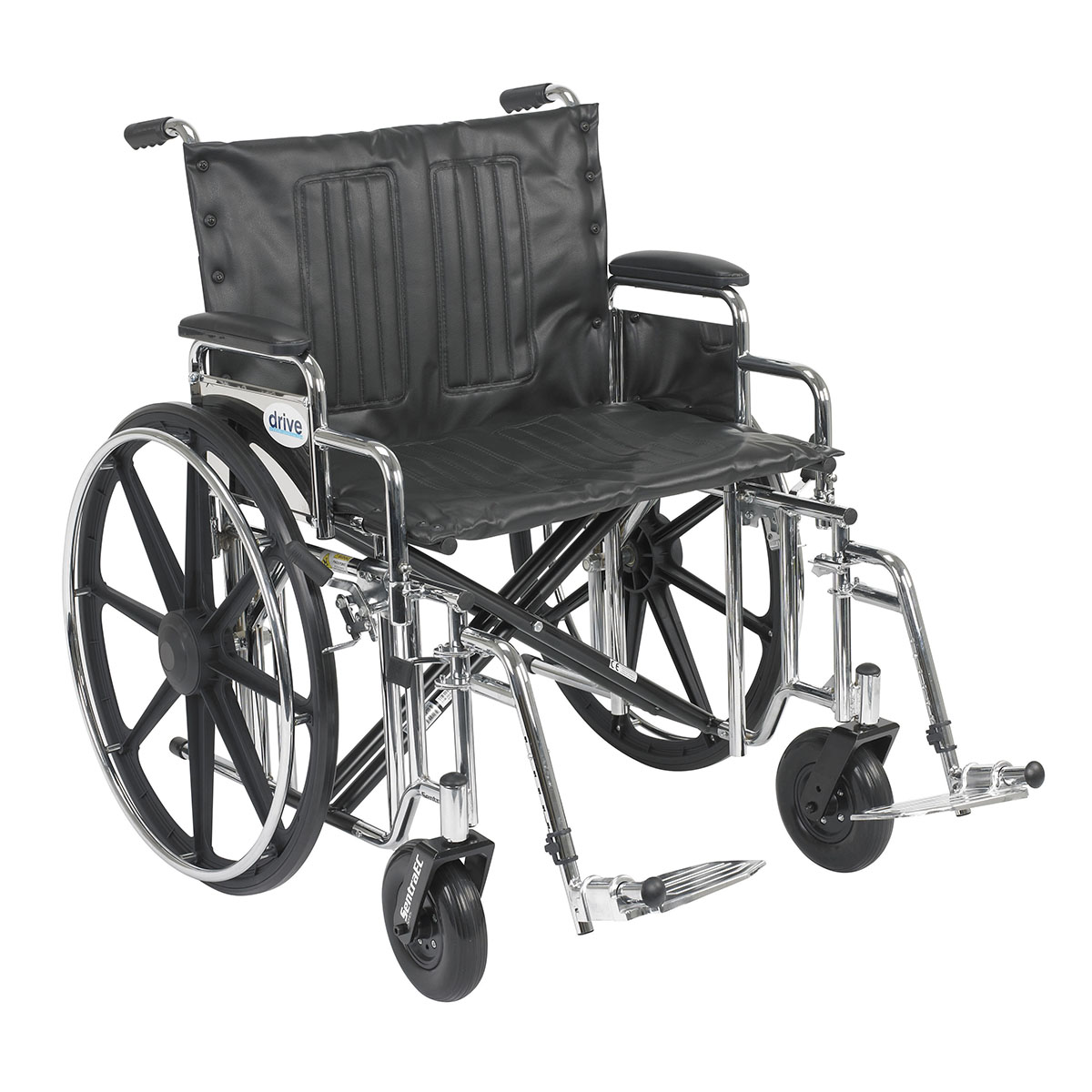 Sentra Extra Heavy Duty Wheelchair Detachable Desk Arms Swing away Footrests 24 Seat