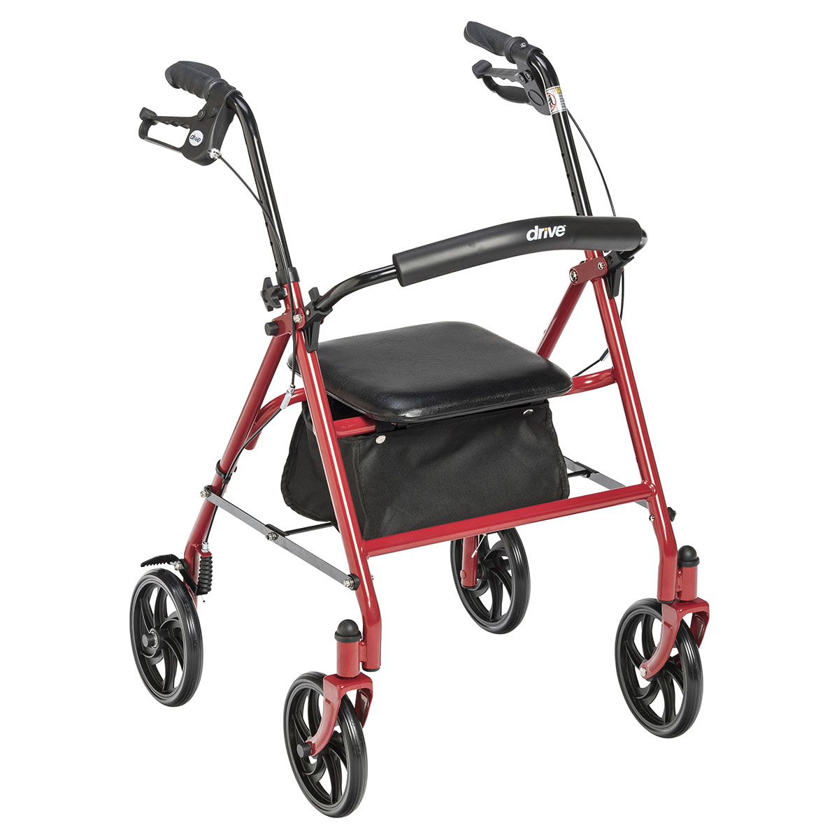 Drive Four Wheel Rollator Rolling Walker with Fold Up Removable Back Support Red
