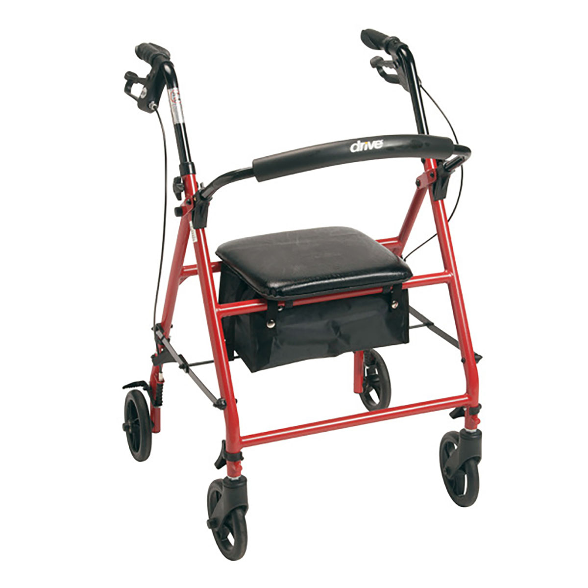 Drive Steel Rollator with 6 Wheels Knockdown Red