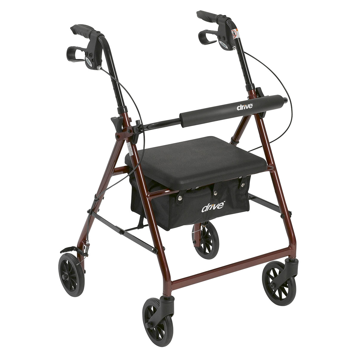 Drive Rollator Rolling Walker with 6 Wheels Fold Up Removable Back Support and Padded Seat Red