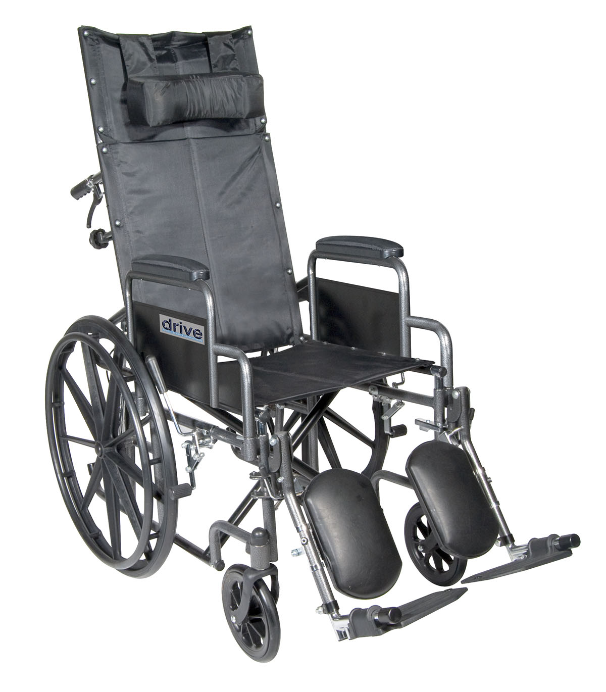 Drive Silver Sport Reclining Wheelchair with Elevating Leg Rests Detachable Desk Arms 20 Seat