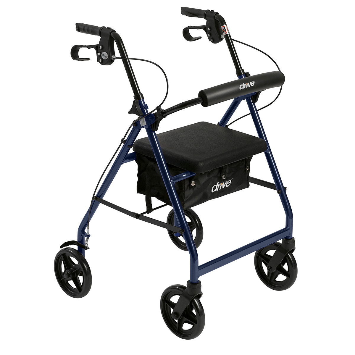 Drive Aluminum Rollator Rolling Walker with Fold Up and Removable Back Support and Padded Seat Blue