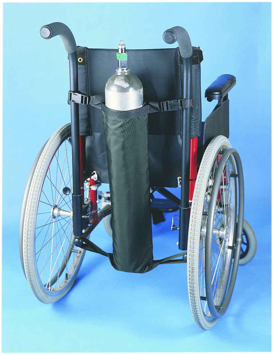 Wheelchair accessory oxygen tank holder