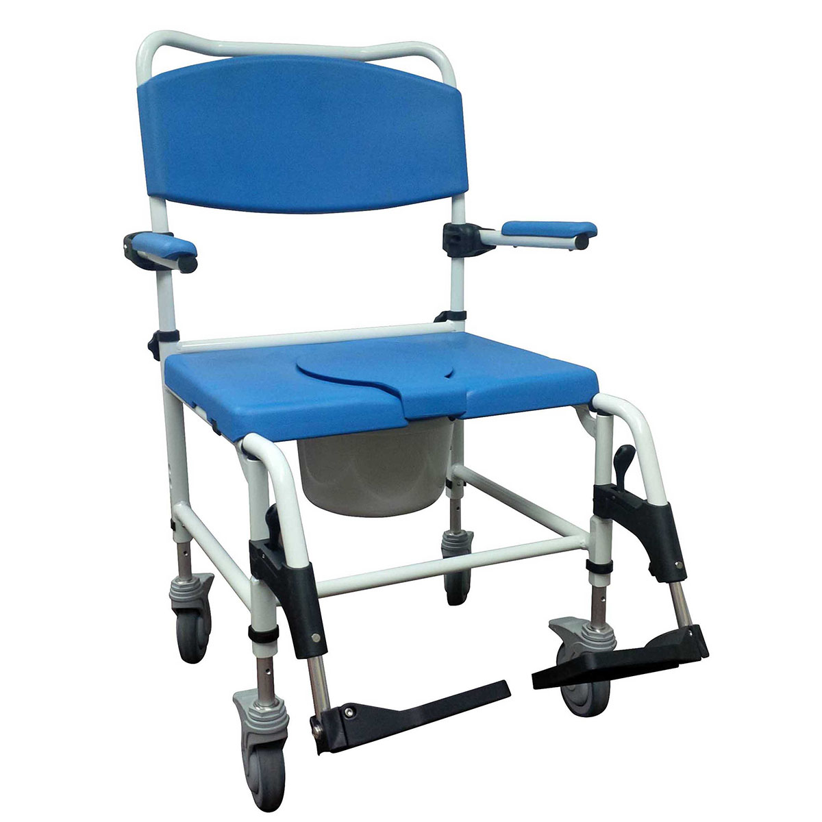 Drive Aluminum Bariatric Rehab Shower Commode Chair with Two Rear-Locking Casters