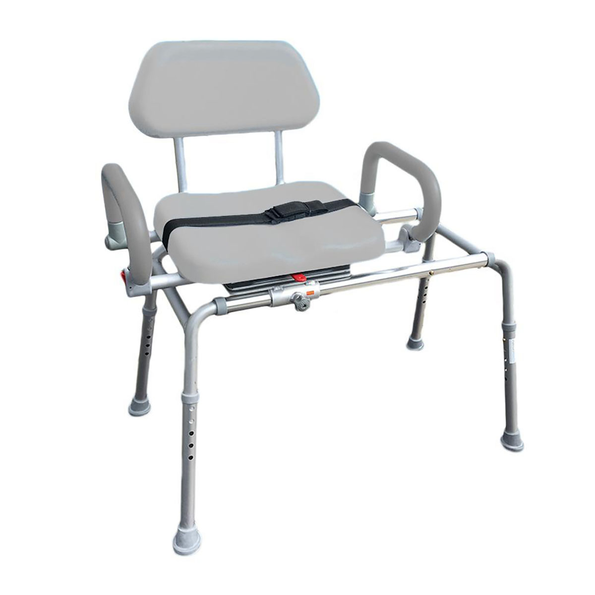 Carousel Sliding Bath Bench Padded Swivel Seat Armrests Gray