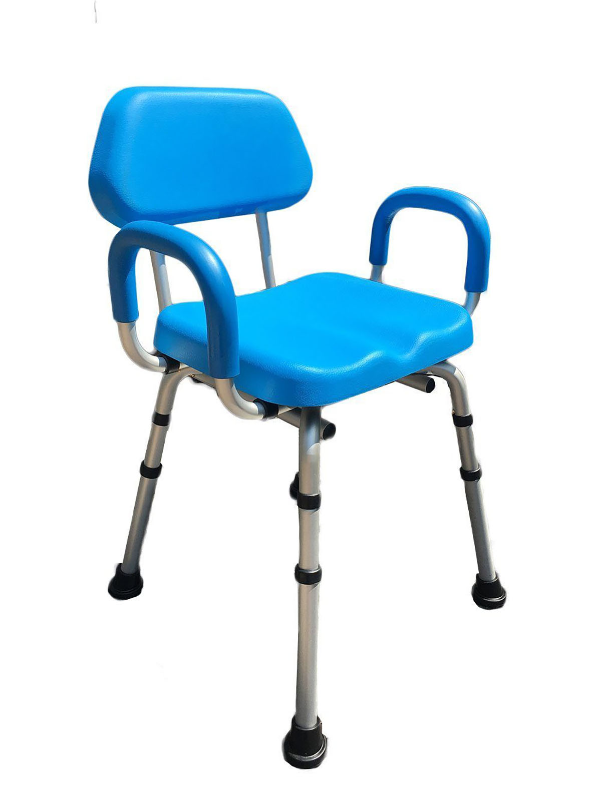 Comfortable Shower Chair Padded Backrest and Armrests Blue