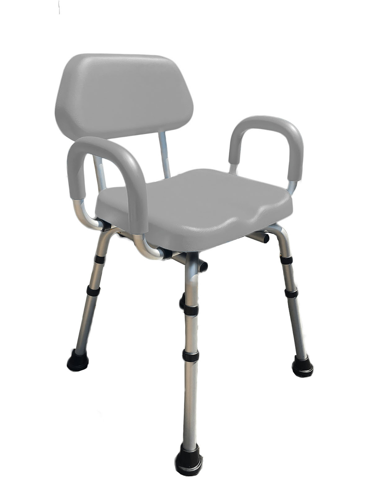 Comfortable Shower Chair Padded Backrest and Armrests Gray