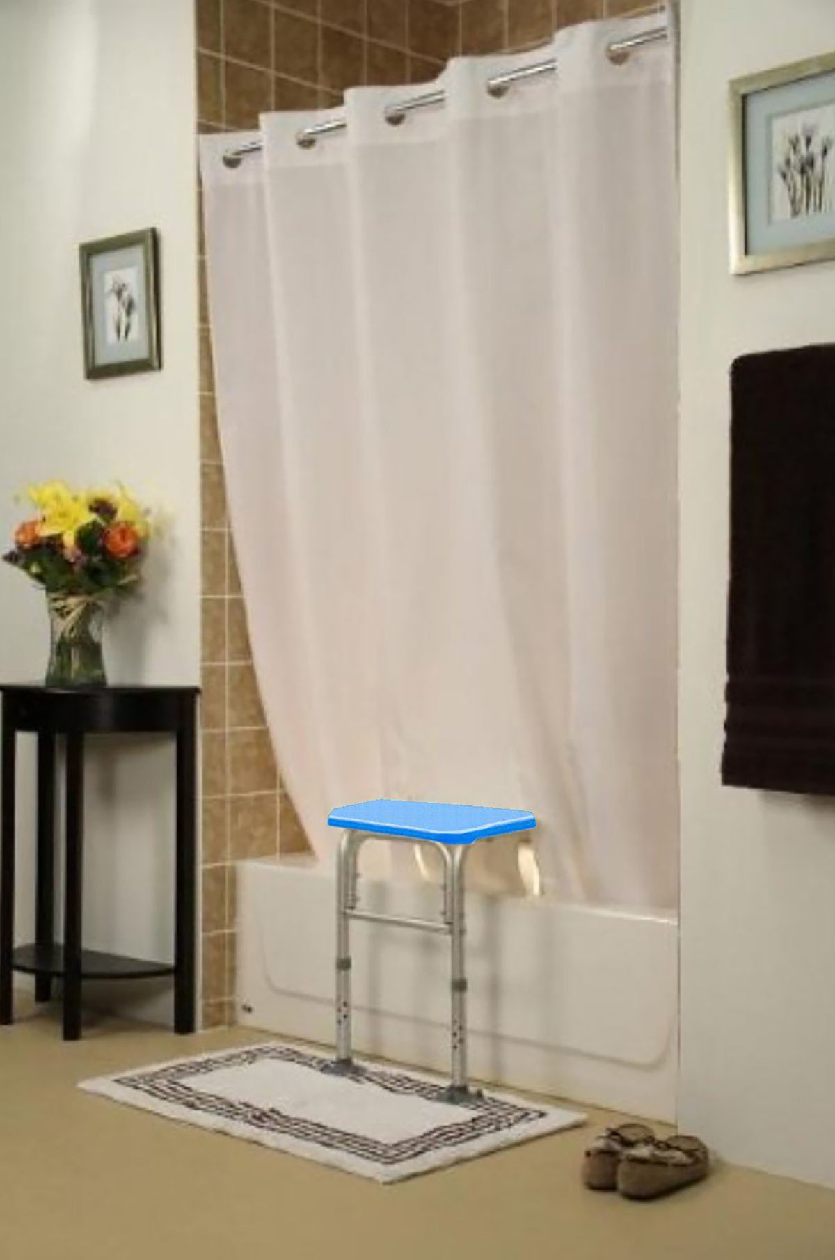 BenchMate Split Shower Curtain White