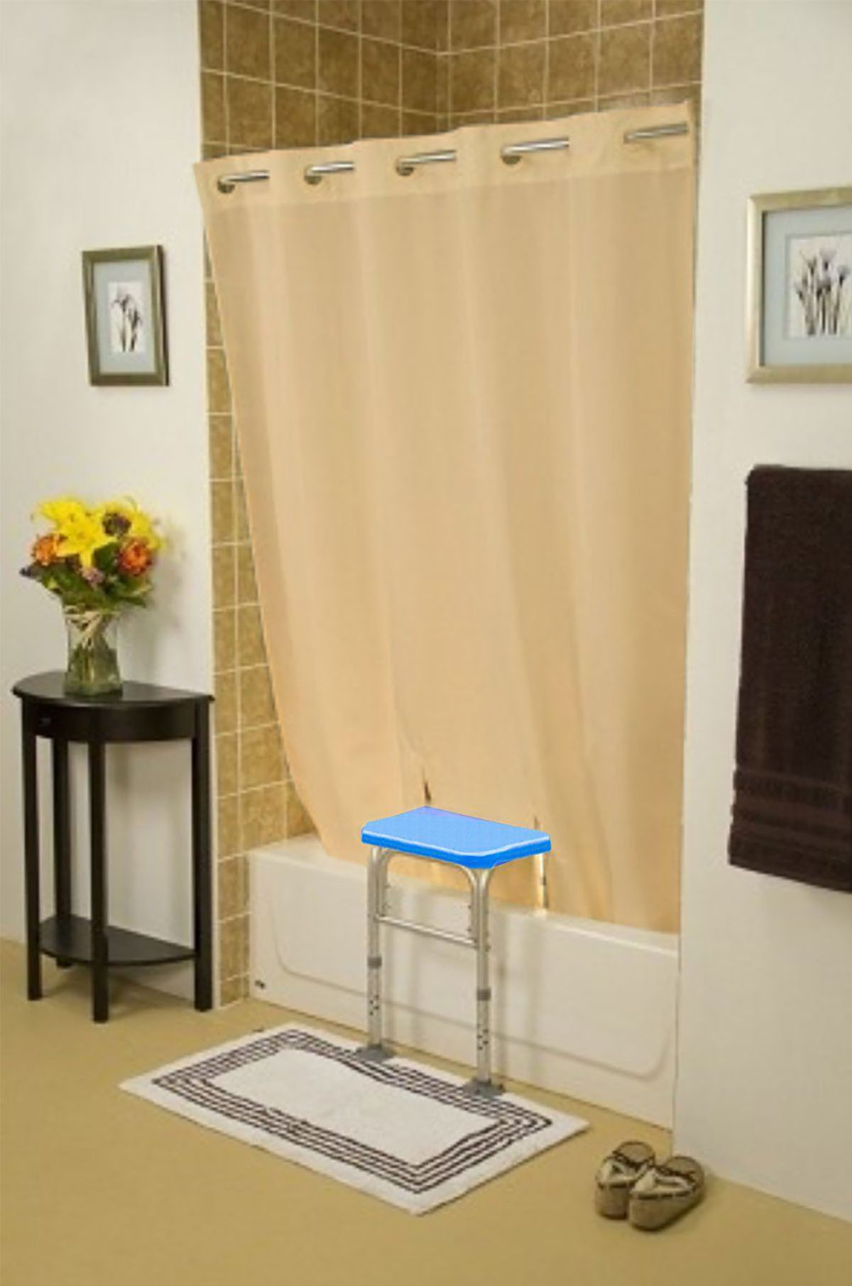 BenchMate Split Shower Curtain Beige